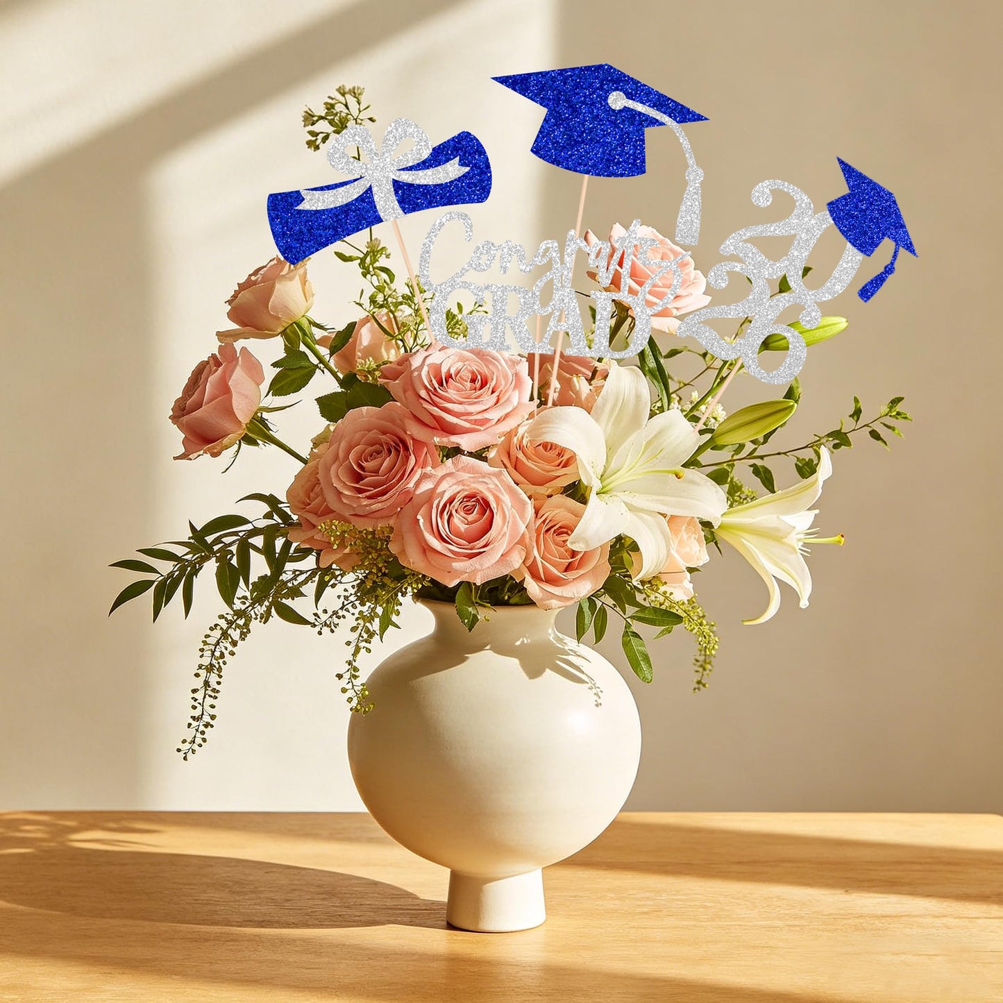 Graduation Centerpieces Class of 2026, 16 PCS Red Blue Double-Sided Table Toppers, Congrats Grad Party Decorations Supplies (Set of 4 Designs) WN420