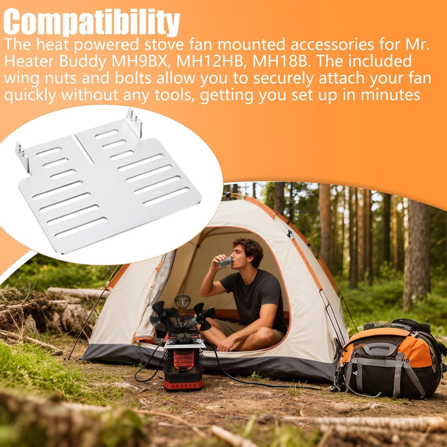 Heat Powered Stove Fan Mounted Accessories | For Mr. Heater Buddy MH9BX MH12HB MH18B, Portable Fan Stand for Enhanced Warmth in Winter Camping Tent Rooms BST202