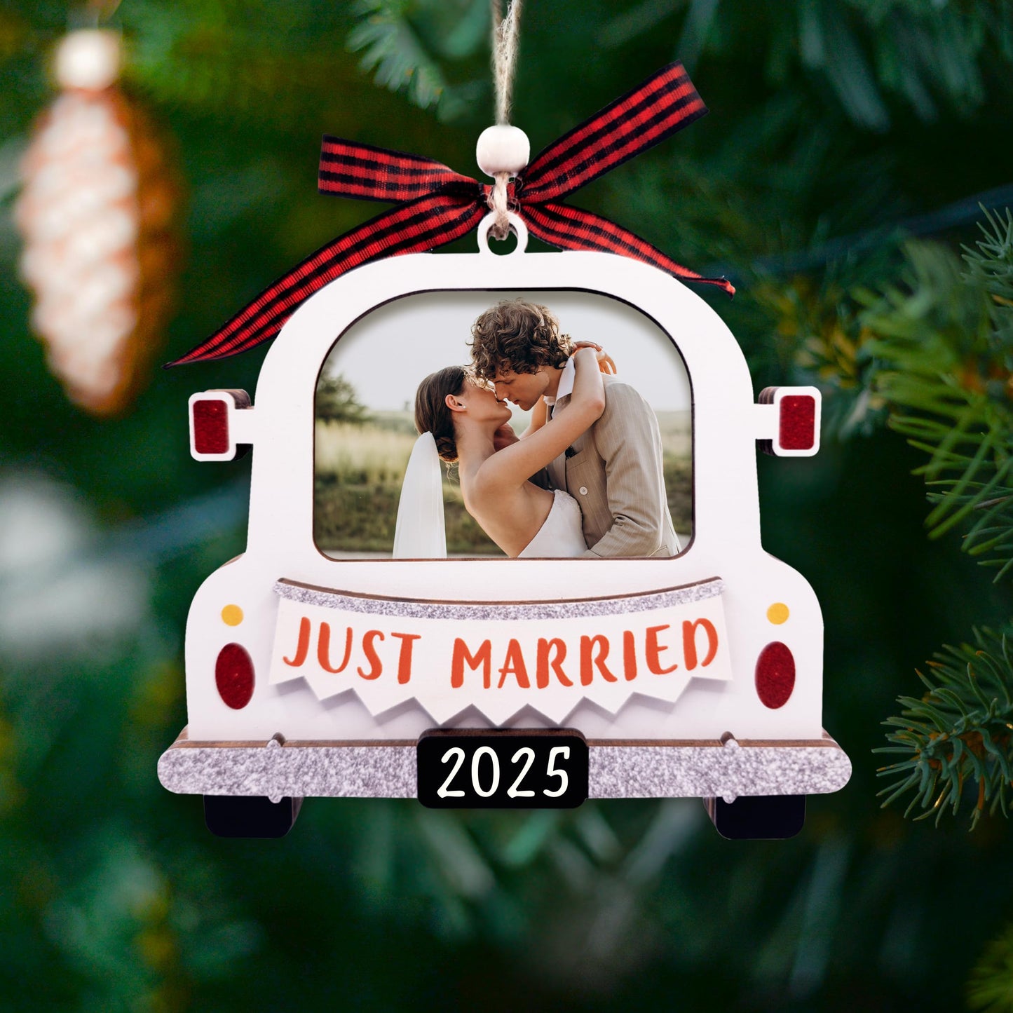 Hangwoous Baby's First Christmas Photo Frame Ornament 2025 | Wooden portrait frame keepsake, first Christmas photo gift for baby BST202