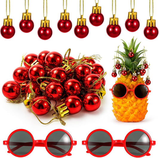 6 Sets Accessories for Pineapple Summer Christmas Tree 72 Shatterproof Mini Balls & 6 Sunglasses WN420