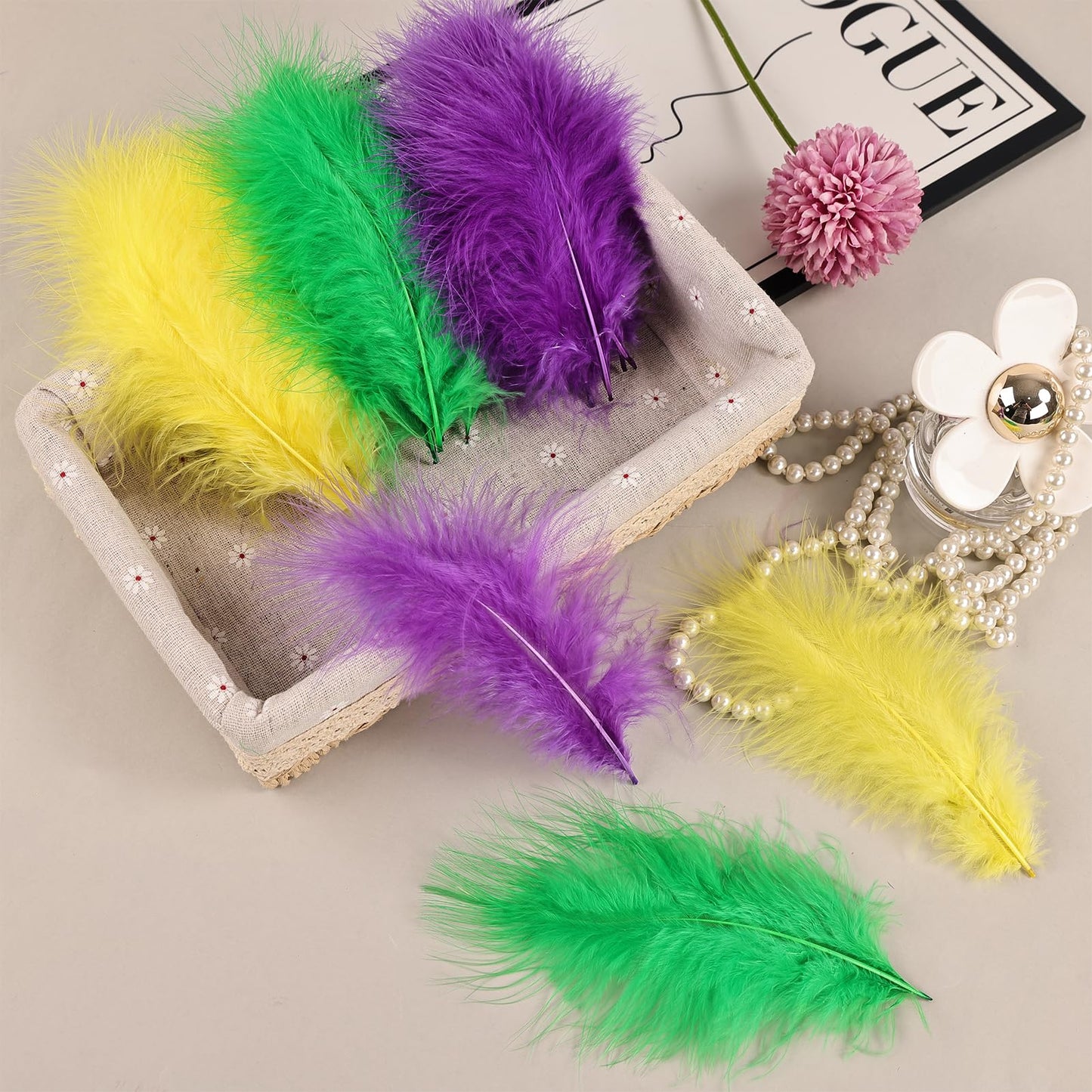 Fluffy Turkey Marabou Feathers 100pcs for Craft Dream Catcher Decoration - 4-7Inches Natural Feathers (Green) BST220