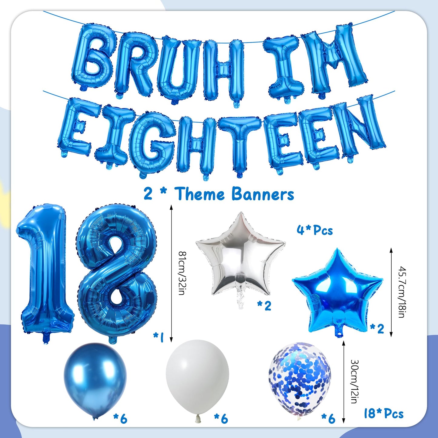 9th Birthday Decoration Balloon Banner - 33 Pcs Blue Bruh Im Nine Letter Banners Number 9 Star Foil Latex Balloons for Boys And Girls Happy Birthday Celebration Party Decor Supplies BST326L
