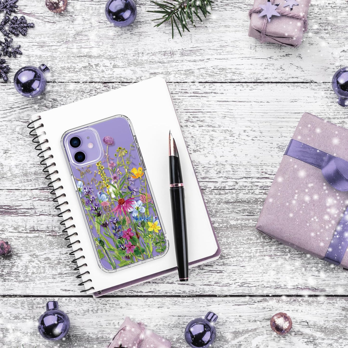 bicol for iPhone 12 Pro Max Case with Screen Protector and Camera Lens Protector - Fashionable Flower Floral Designs for Women Girls - Shockproof Acrylic Clear Phone Cover 6.7" - Blooming Flowers WN420