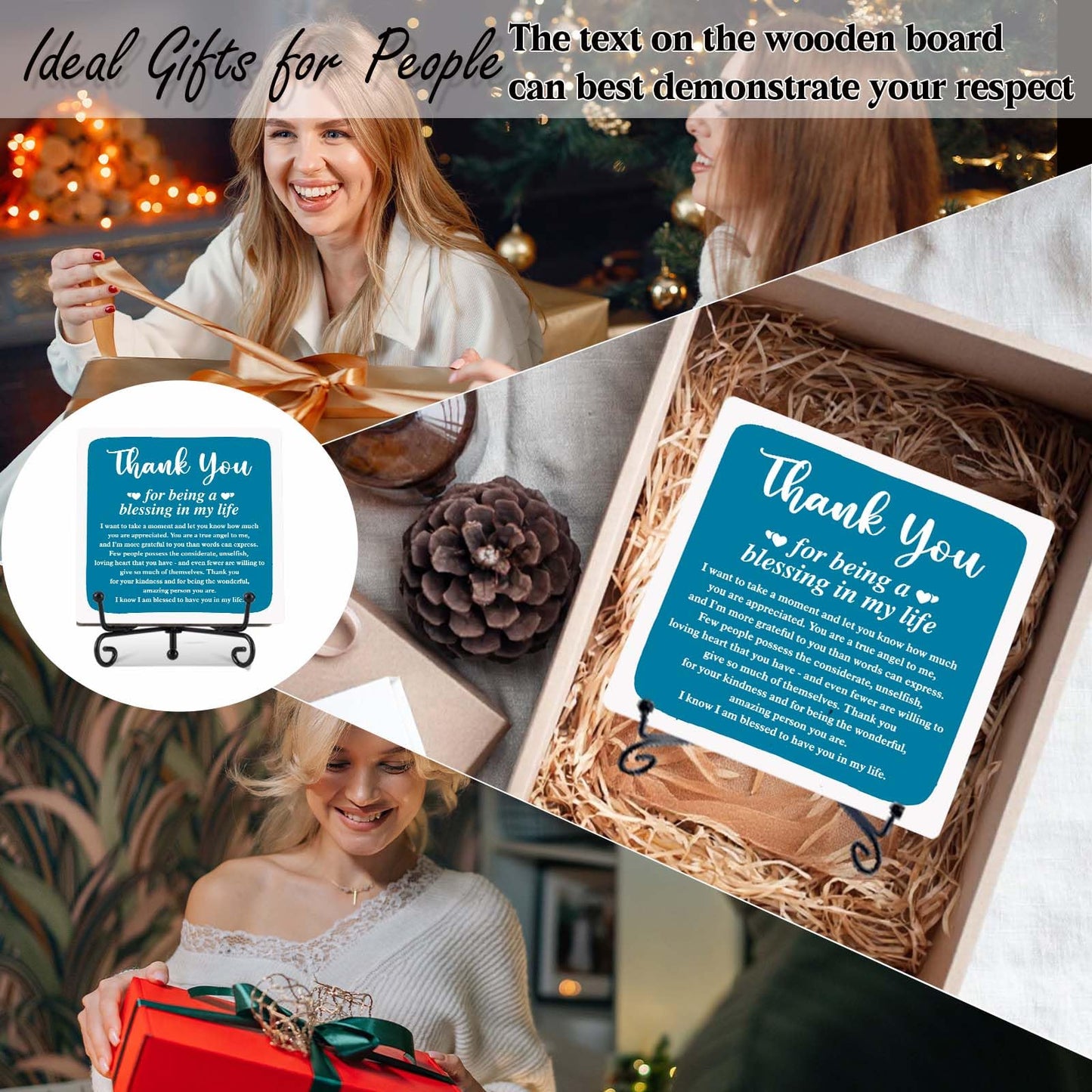 Thank You Gifts for Women Men, Inspirational Appreciation Gifts,Small Special Inexpensive Gift Ideas,5 in Aqua Home Office Desk Decor Plaque(B05) BST326L