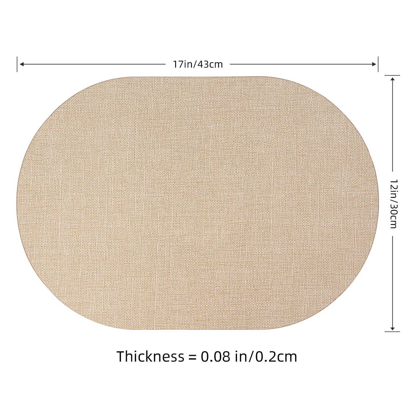 Faux Leather Placemats Set of 6, Wipeable Waterproof Stain Resistant Table Mats, Heat Resistant Thick Placemats with Hand-Painted Edges for Kitchen Dining, Imitative Linen Texture, Various Shapes BST326H