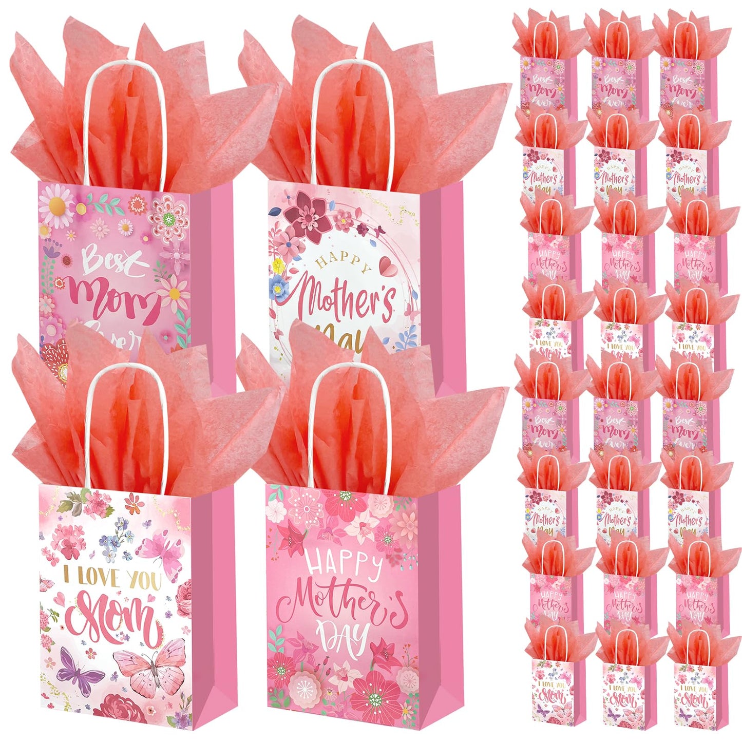24 Pcs Paper Gift Bags with Handle Party Favor Treat Bags for Birthday Party Supplies WN420