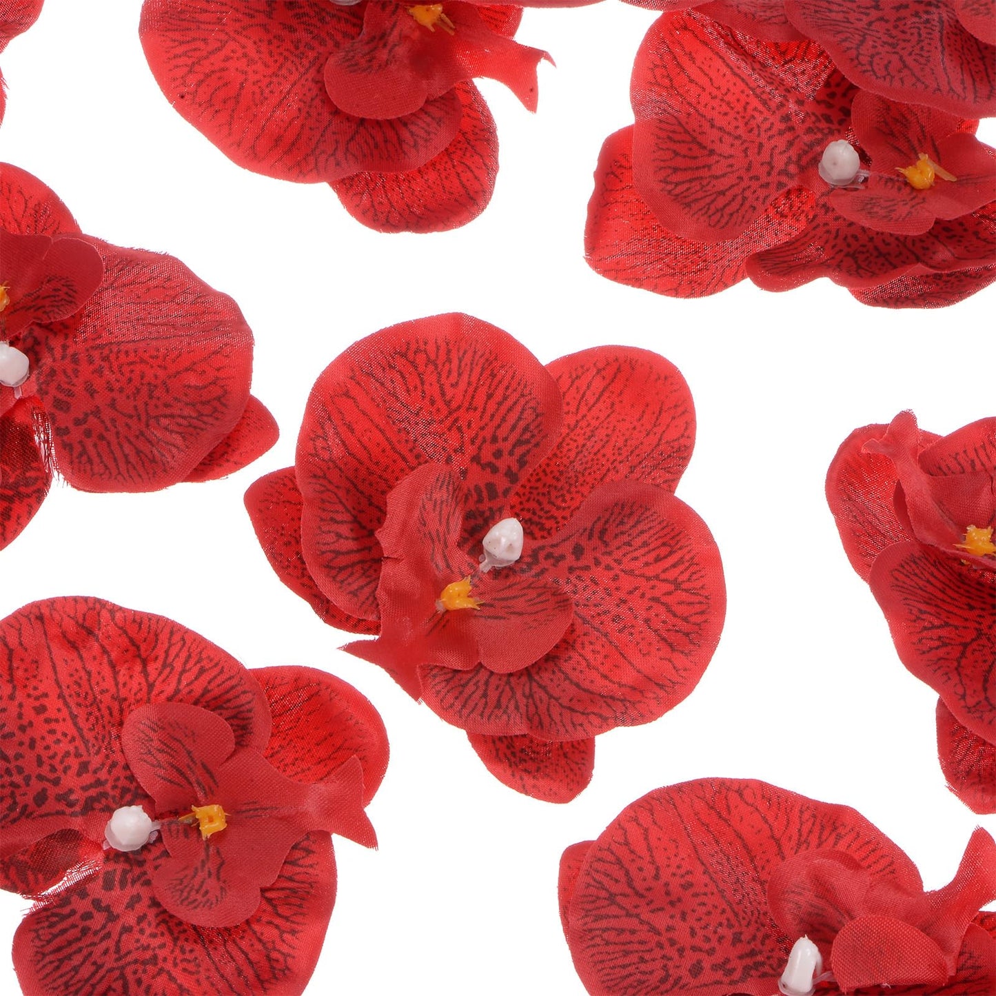 M METERXITY 20-Pack Artificial Orchid Flower Heads, Silk Faux Butterfly Flowers Head for Wedding/Bouquet/Bridal/Party Decor, Fake Phalaenopsis Petals Bulk [2.76 Inch, Dark Purple] BST220