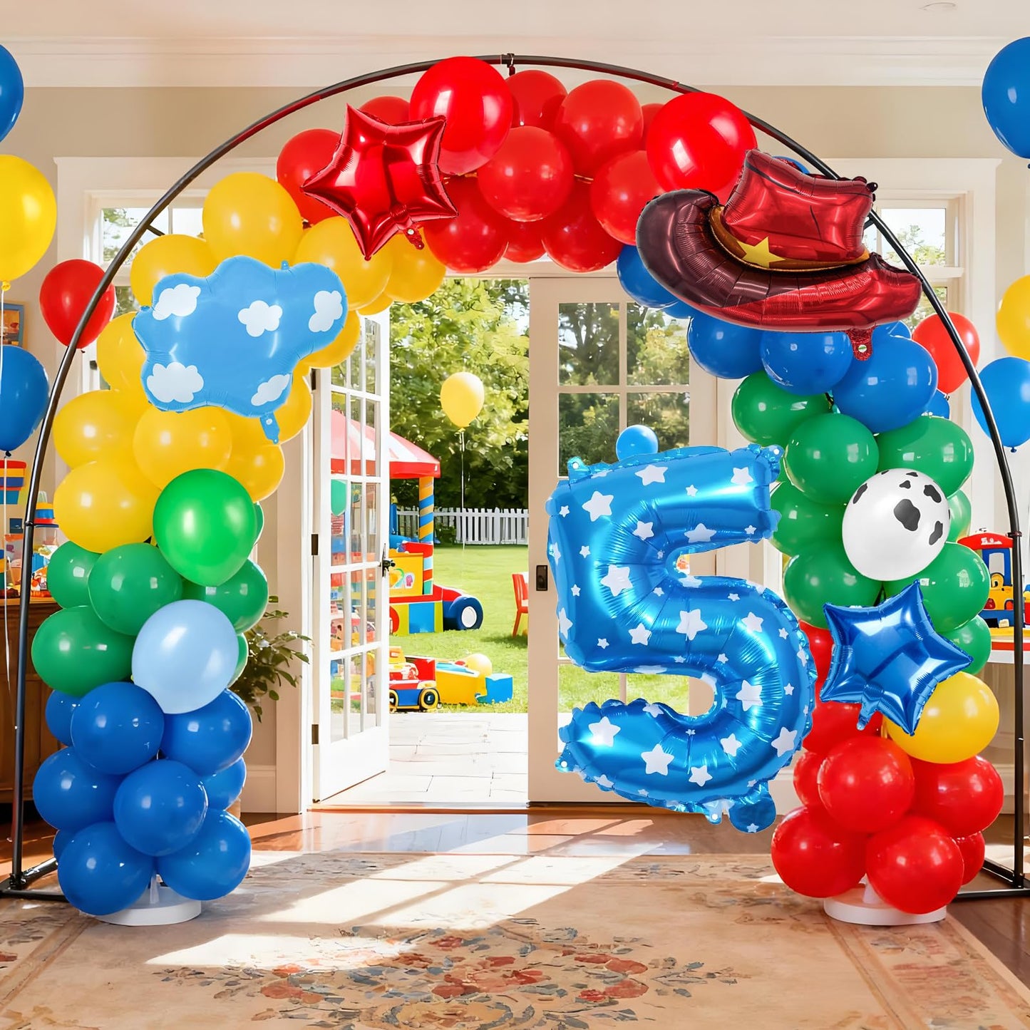 11-Pack Cowboy Theme Balloon Set, Farm Theme Decorations, Balloons with Hats and Clouds, Boys and Girls Birthday Party Supplies (1) BST202