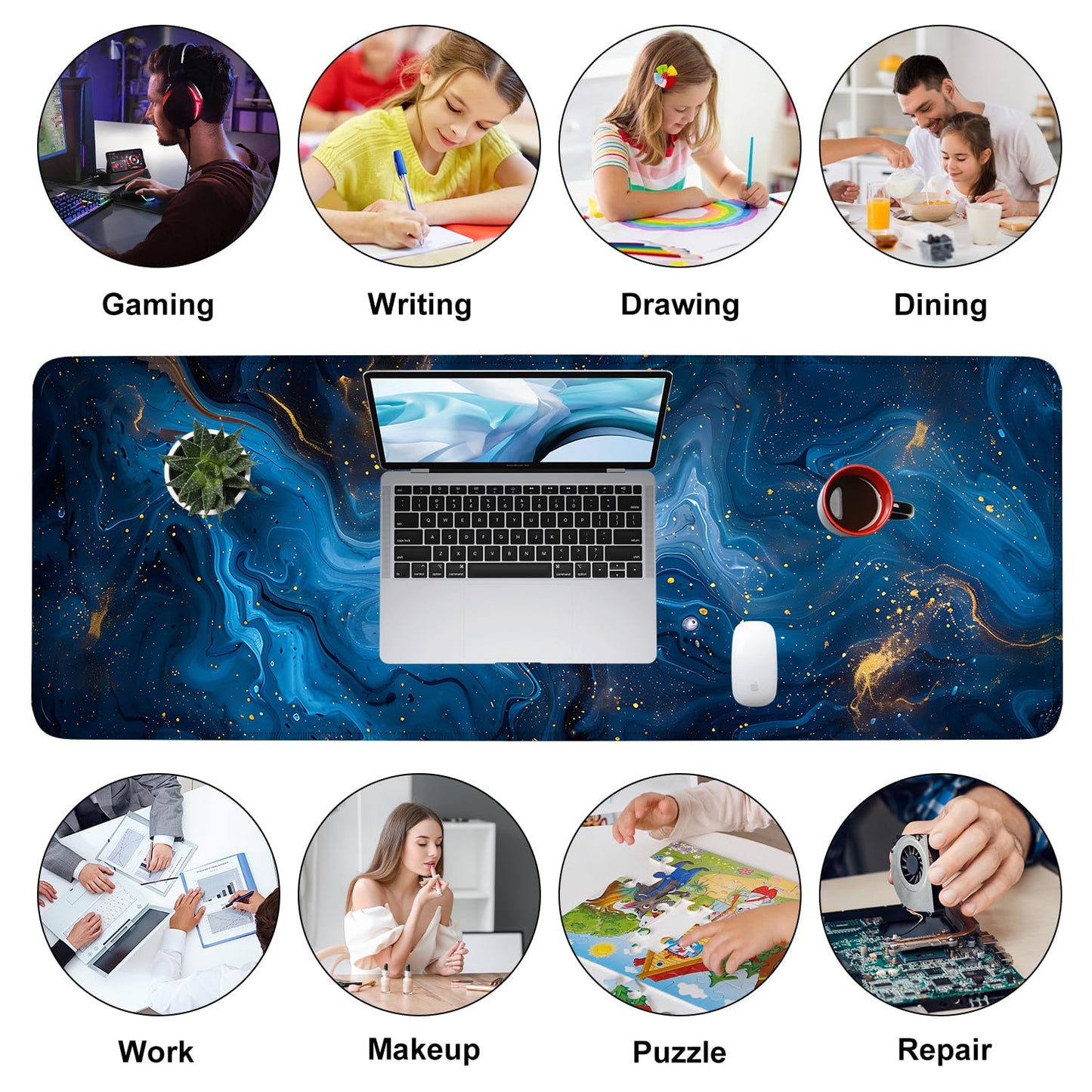 Mouse Pad Gaming Mousepad 31.5 x 11.8in Large Mouse Pad for Keyboard and Mouse with Anti-Slip Rubber Base, Keyboard Pad XL Mouse Mat for Home and Office,Snowy Forest WN420