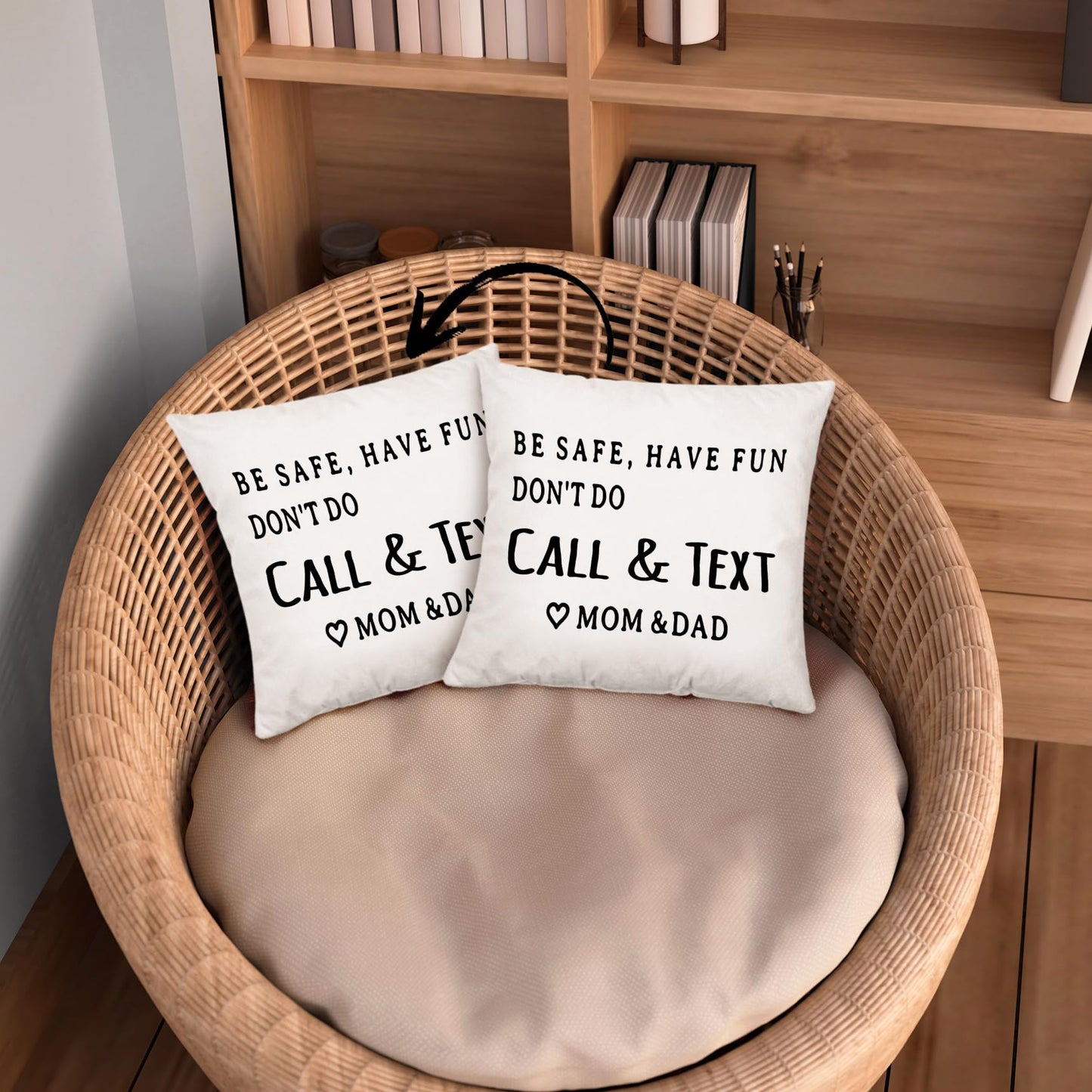 Mingnei Have Fun Be Safe Don't Throw Pillow Covers College Dorm Cushion Cover, Funny Call Text Mom Dad Home Sofa Living Room Bed Decorative Pillow Cases 18 x 18 Pillowcase (Grey) WN420
