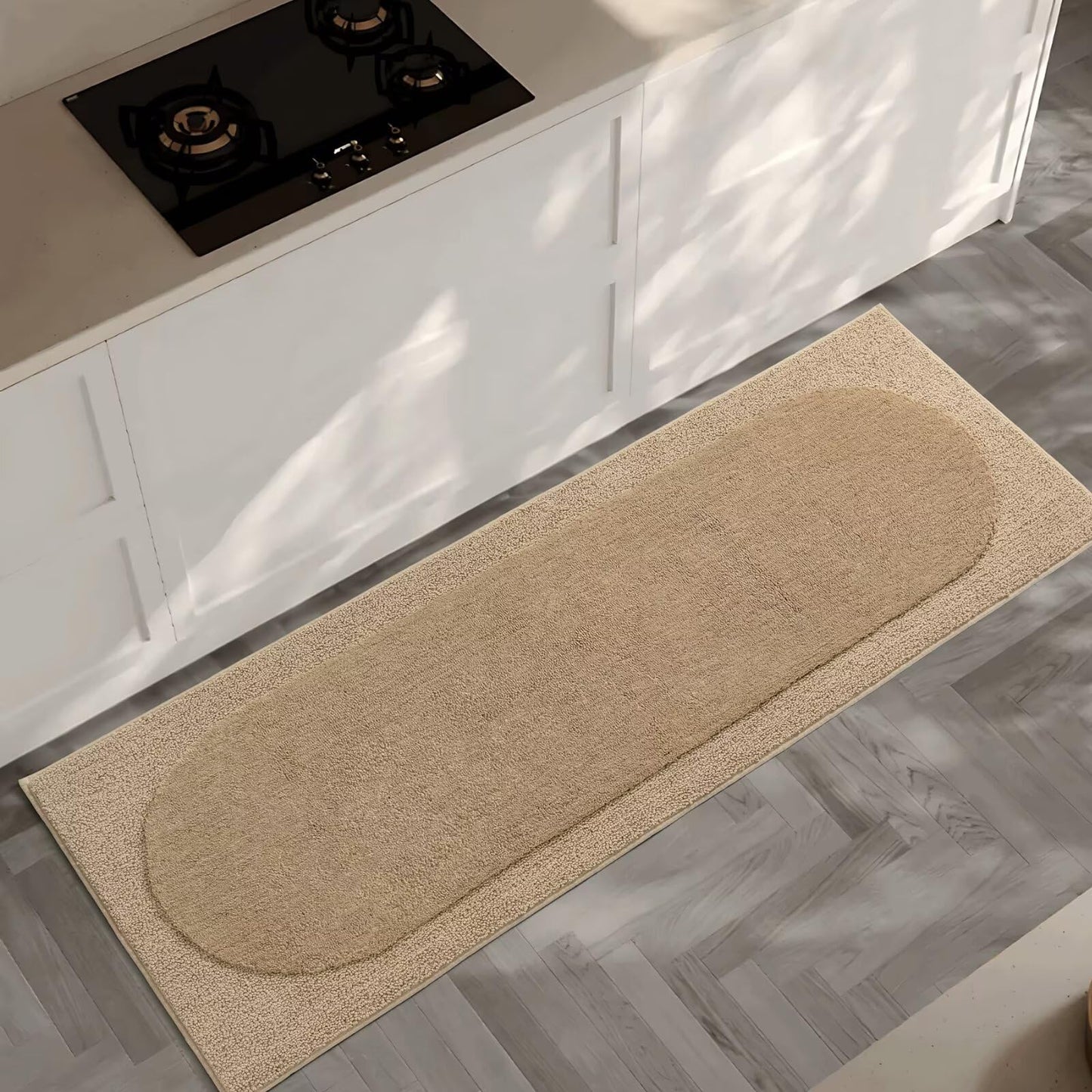 DEXDE Bathroom Rugs Non-Slip Mat for Bathroom Floor Shower,24x16 Beige | Thick Soft Absorbent Bath Mat, Quick Dry Microfiber Rug, Machine Washable Shower Floor Bathroom Mat Home Decor Accessories BST220