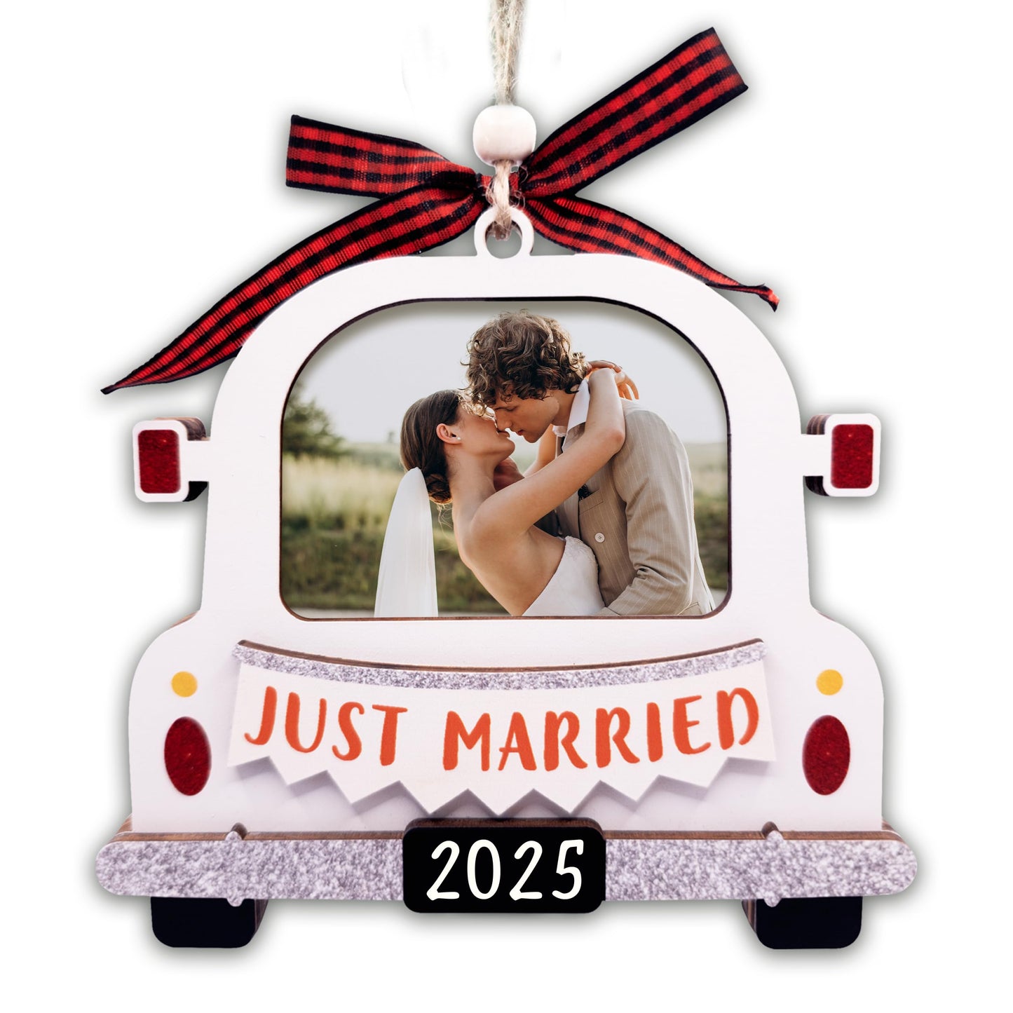 Hangwoous Baby's First Christmas Photo Frame Ornament 2025 | Wooden portrait frame keepsake, first Christmas photo gift for baby BST202