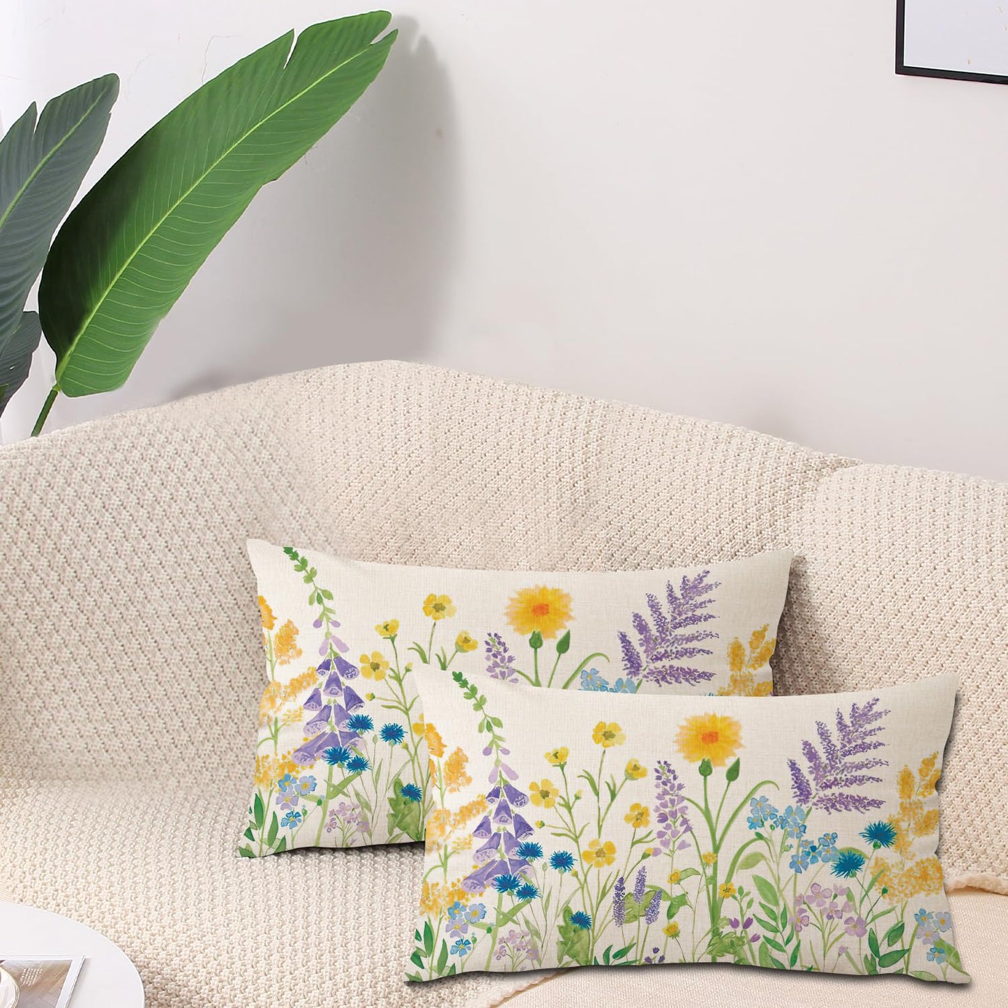 Spring Easter Pillow Covers 18x18 Set of 2 Rabbit Bunny Carrot Truck Spring Flowers Decorative Throw Pillow Covers for Home Office Sofa Bed Couch BST326L