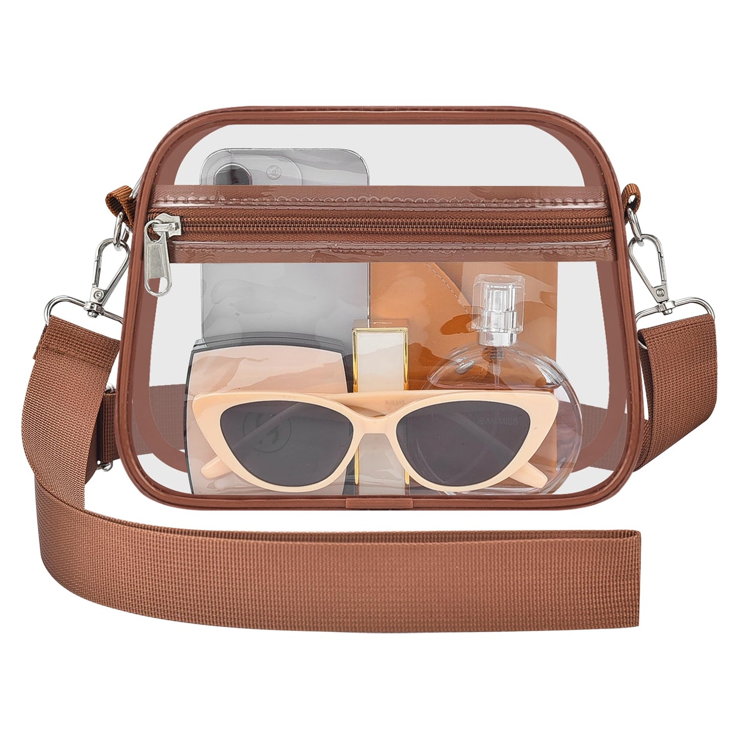 Clear Bag for Stadium Events Stadium Approved Women's Top-Handle Handbags | Mini Small Clear Bag Purse with Wide Adjustable Strap and Front Pocket for Sports Concerts, Festivals BST202