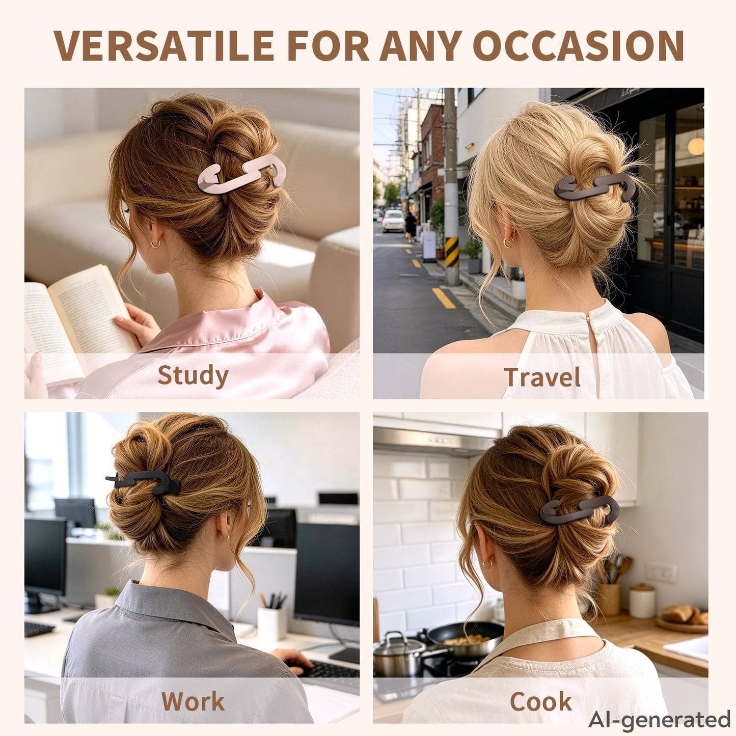 Large Twist Flat Hair Clips for Medium Thick Hair, Stylish Flat Claw Clips for Women, French Hairclips for Long Straight Curly Hair - White, Pink, Purple, Green, 4pcs WN420
