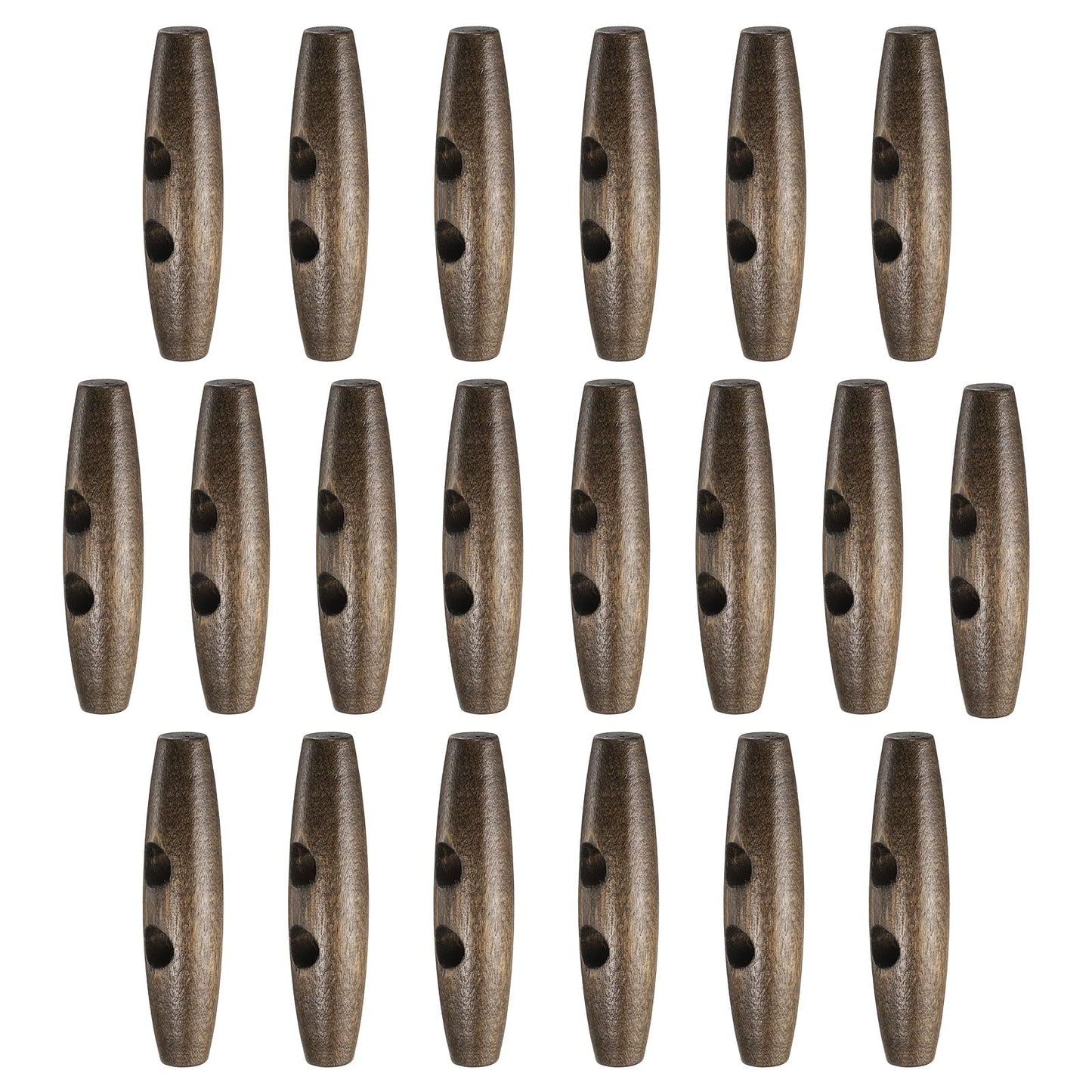 HARFINGTON 60mm / 2.4" Wooden Toggle Buttons 20pcs 2-Hole, Maroon | Wood Olive Sewing Buttons Horn Oval Buttons Sewing Accessories for Coat Sweaters Clothing DIY Craft BST326L