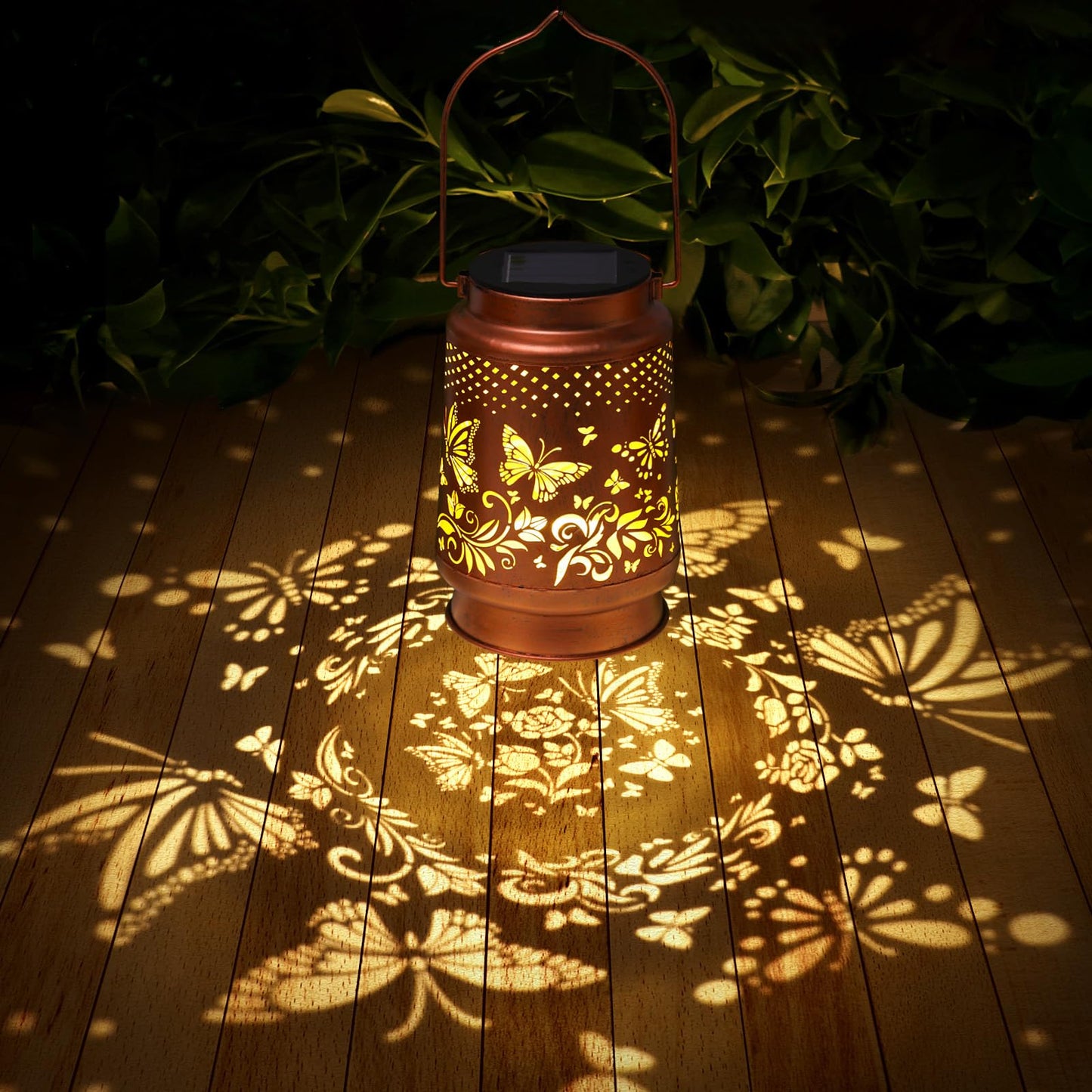Solar Lanterns Outdoor Waterproof Butterfly Garden Decor Birthday Gifts for Women Mom Grandma, Hanging Solar Lights Metal Lantern Decoration Outside for Yard, Patio, Backyard, Porch