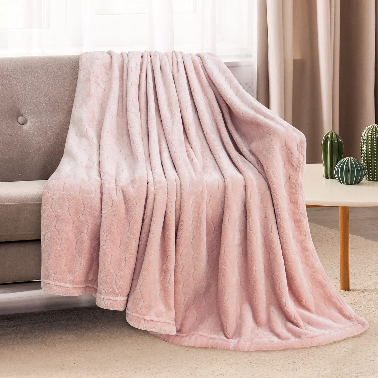 TOONOW Fleece Blanket Super Soft Cozy Throw Blanket 50" x 60", Lightweight Fuzzy Comfy Textured Flannel Blanket Warm Plush Throw Blankets for Couch, Sofa, Bed, Emerald WN420