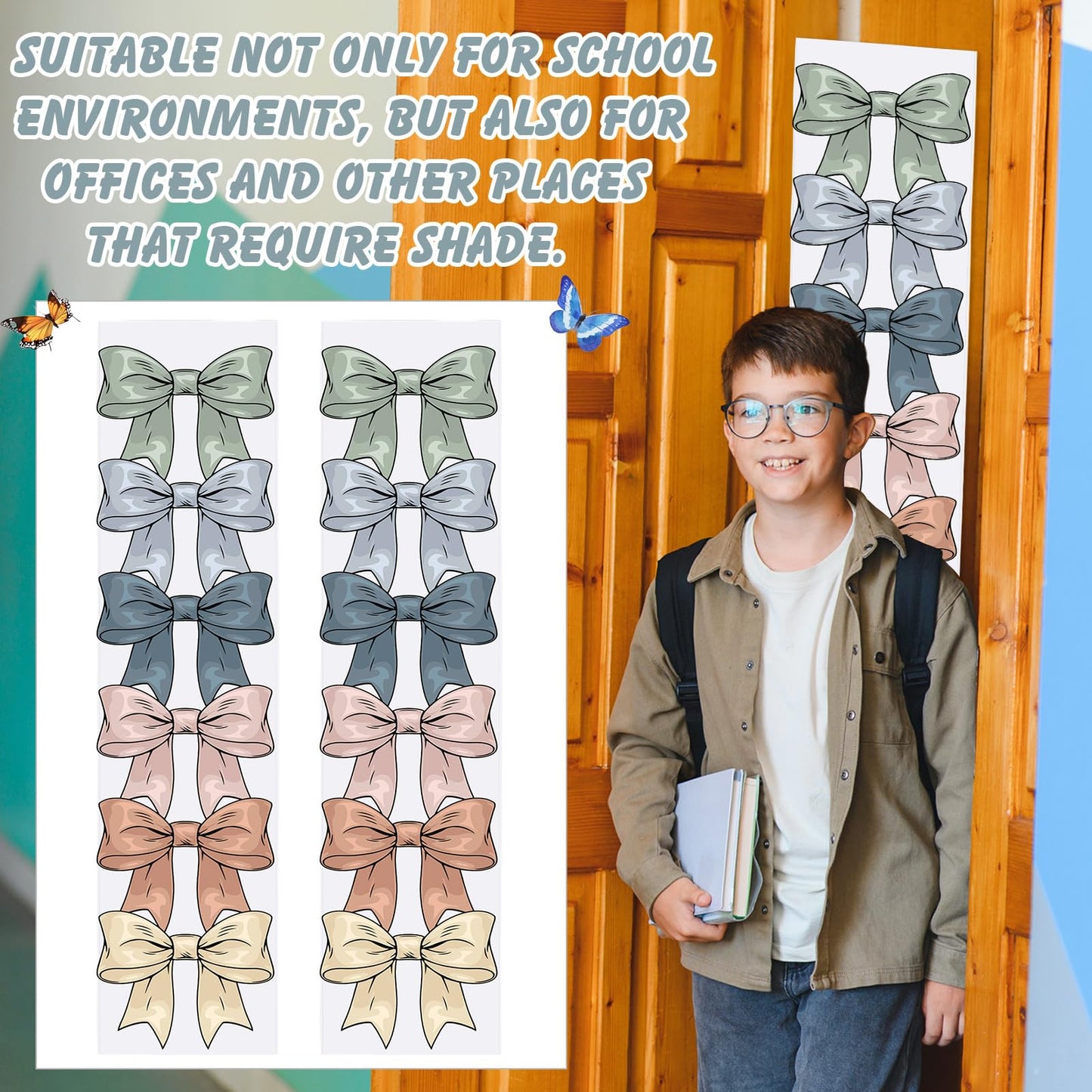 2 Pcs Bow-knot Classroom Door Cover School Classroom Curtain,Bohemian | Thickened Door Curtains, Blackout Curtains 8x43'', Light Blocking Window Covers, Office, Porch, Schoolroom Cover Shade BST326L