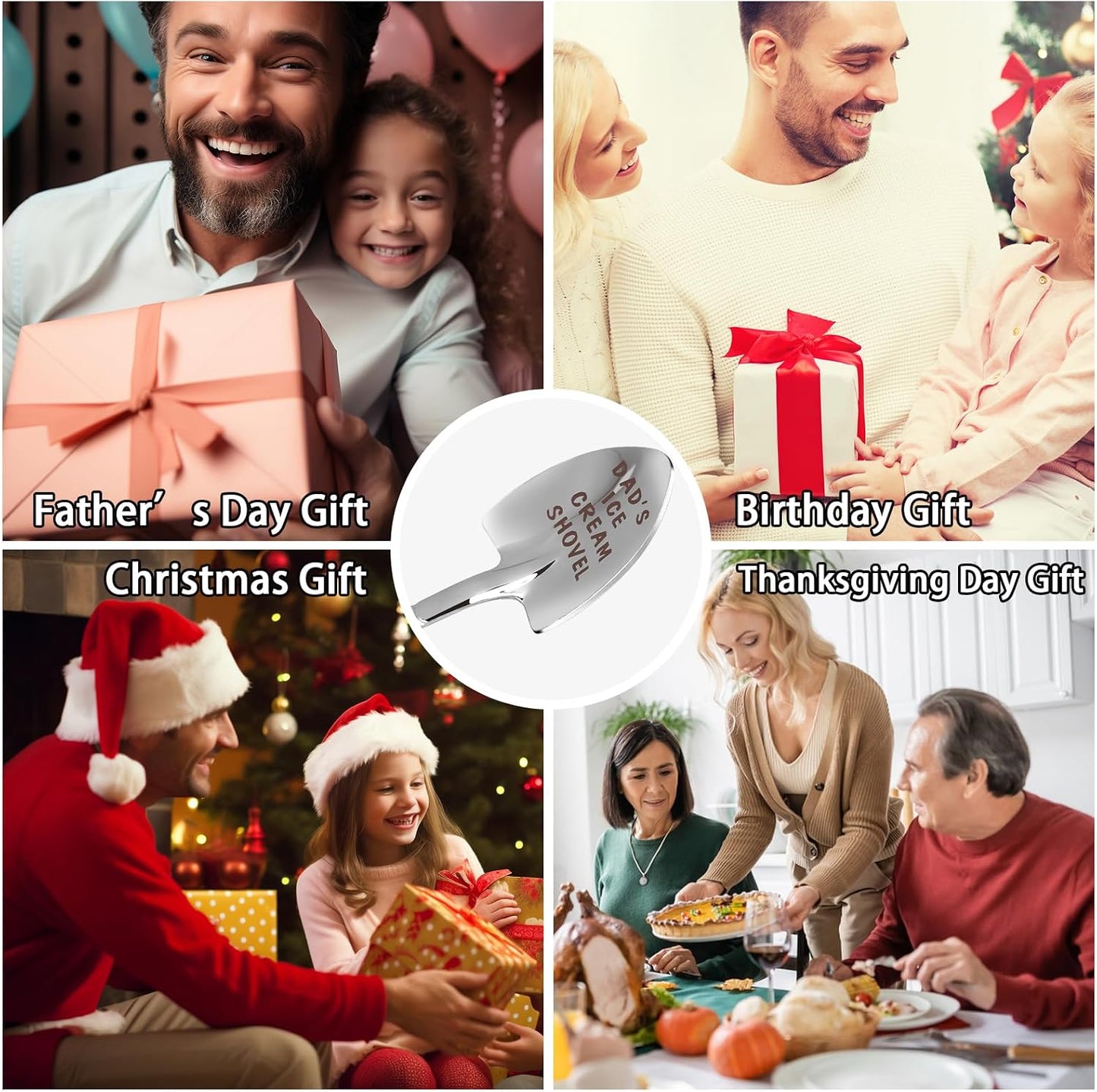 Dad Gifts - Gifts for dad from Daughter. Father Day Gifts for dad Ice Cream Spoon Scoop for Ice Cream Lovers, Father birthday Gifts Funny Engraved Stainless Steel Shovel WN420