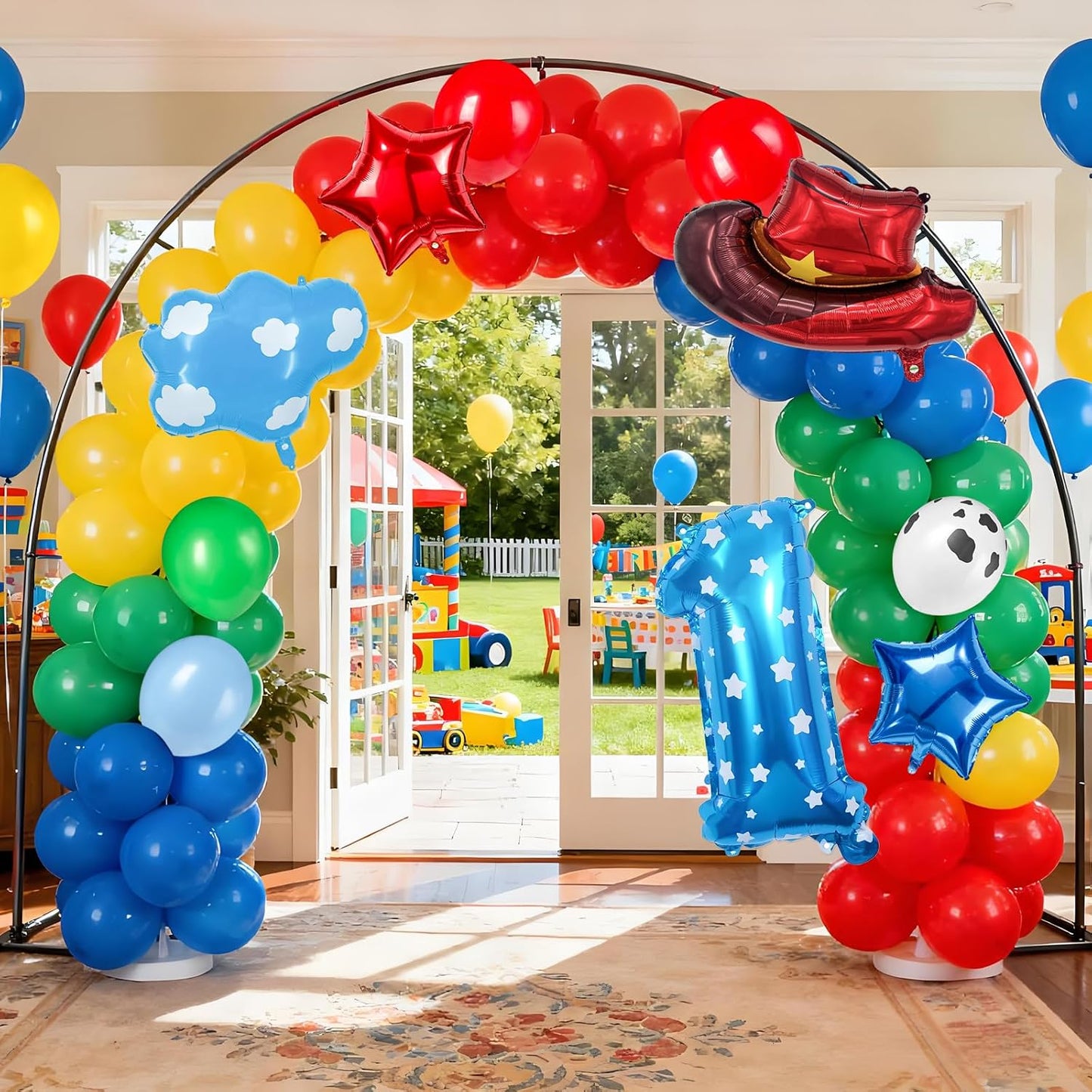 11-Pack Cowboy Theme Balloon Set, Farm Theme Decorations, Balloons with Hats and Clouds, Boys and Girls Birthday Party Supplies (1) BST202