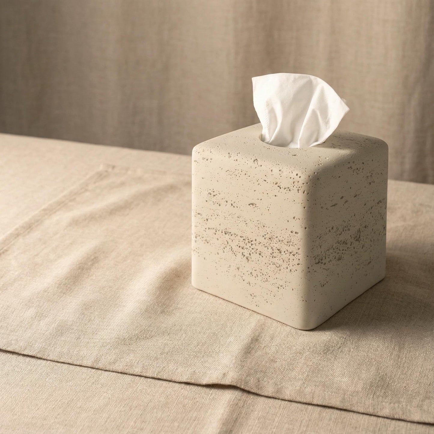 Square Tissue Box Cover Decorative Kleenex Box Holder for Bathroom & Living Room with Handcrafted Texture (colla Gold) BST220