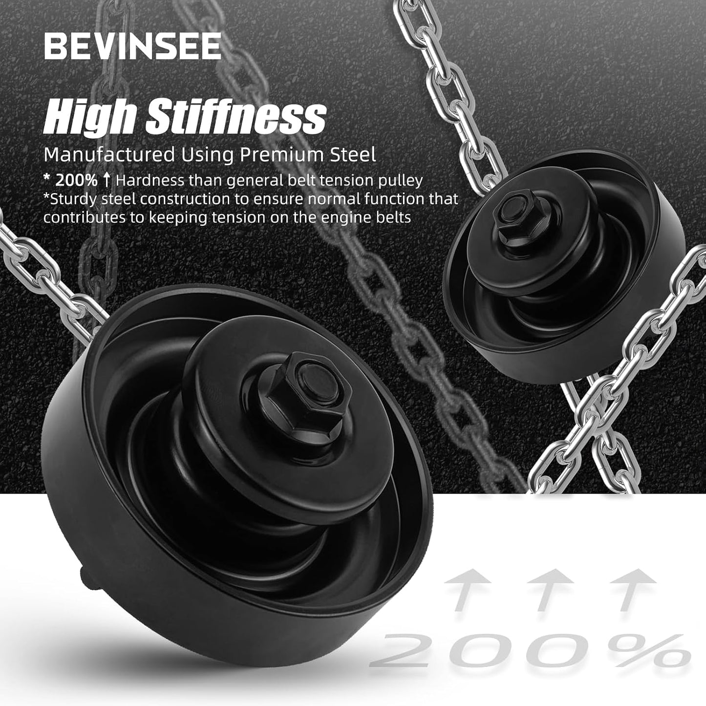 Bevinsee Steel Belt Tension Pulley Kit Compatible with Hyundai Accent Elantra Tiburon Kia Rio Spectra Sportage Belt Tensioner Idler Pulley 97834-29010 97834-29000 97834-22100 WN420