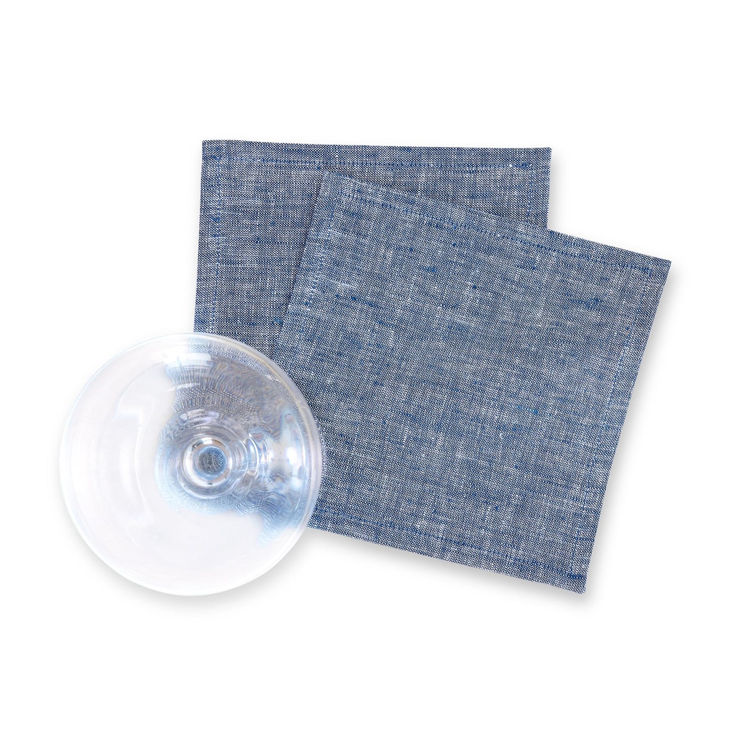 Solino Home 100% Linen Cocktail Napkins Black, Athena 6 x 6 in, Set of 12 | Small Cloth Napkins for cocktails, beverages, coasters and appetizer serving, Chambray Black, Pure Linen, OEKO-TEX Certified BST326SOLH