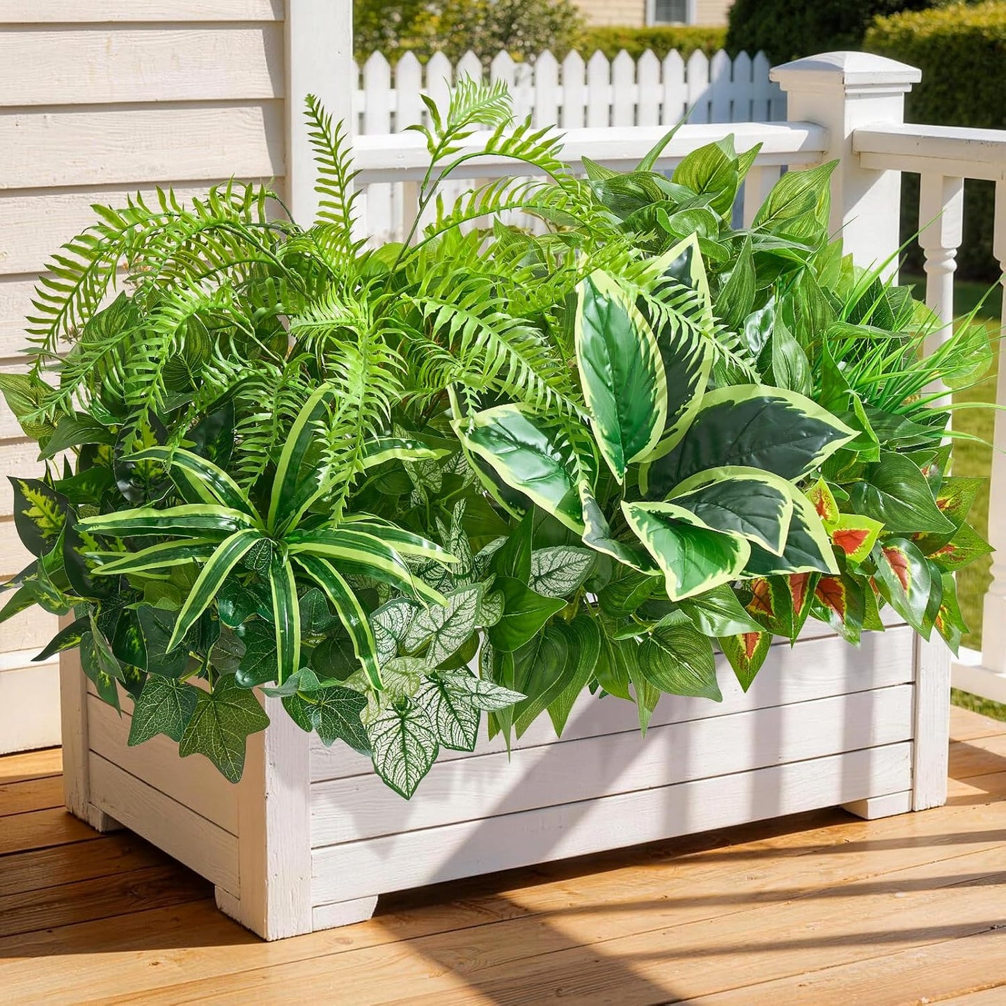 Artificial Plants Outdoor 12PCS UV Resistant Fake Greenery | Highly Realistic Faux Plant Outside with Stems for Front Proch Garden Patio Planters Window Boxes Home Decor BST326H