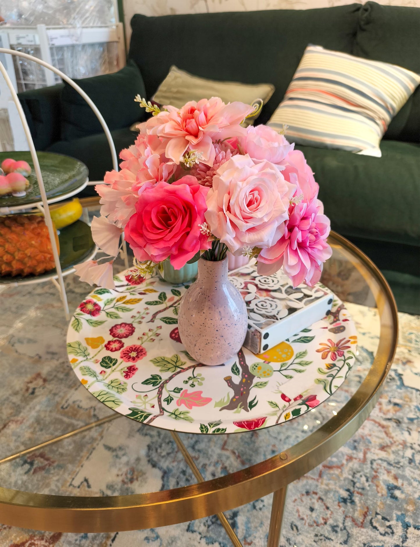 Artificial Flowers for Home Decorations: Purple Silk Fake Flowers Bulk Boxed Set, Peony Roses Bouquets with Stems for Table Centerpiece, DIY Wedding, Bridal Shower, Graduation Cap & Tea Party BST220