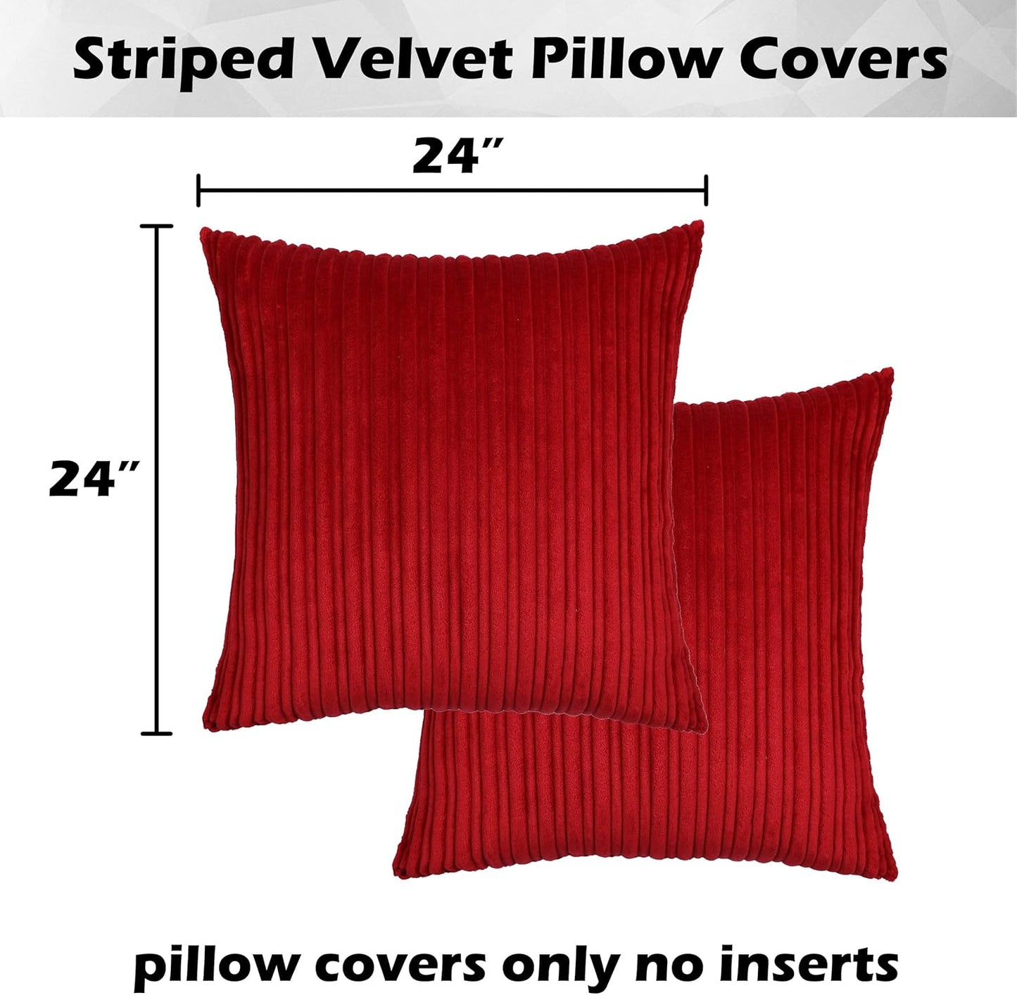 Kevin Textile 2 Pack Valentines Striped Plush Velvet Corduroy Decoration RD12