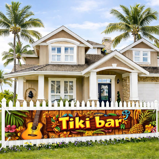 BlissYard Hello Summer Banner 118 x 20 Inch Pool Party Decorations Beach Surfboard Watermelon Tropical Fence Sign Hawaiian Luau Outdoor Backyard Wall Decor BST220