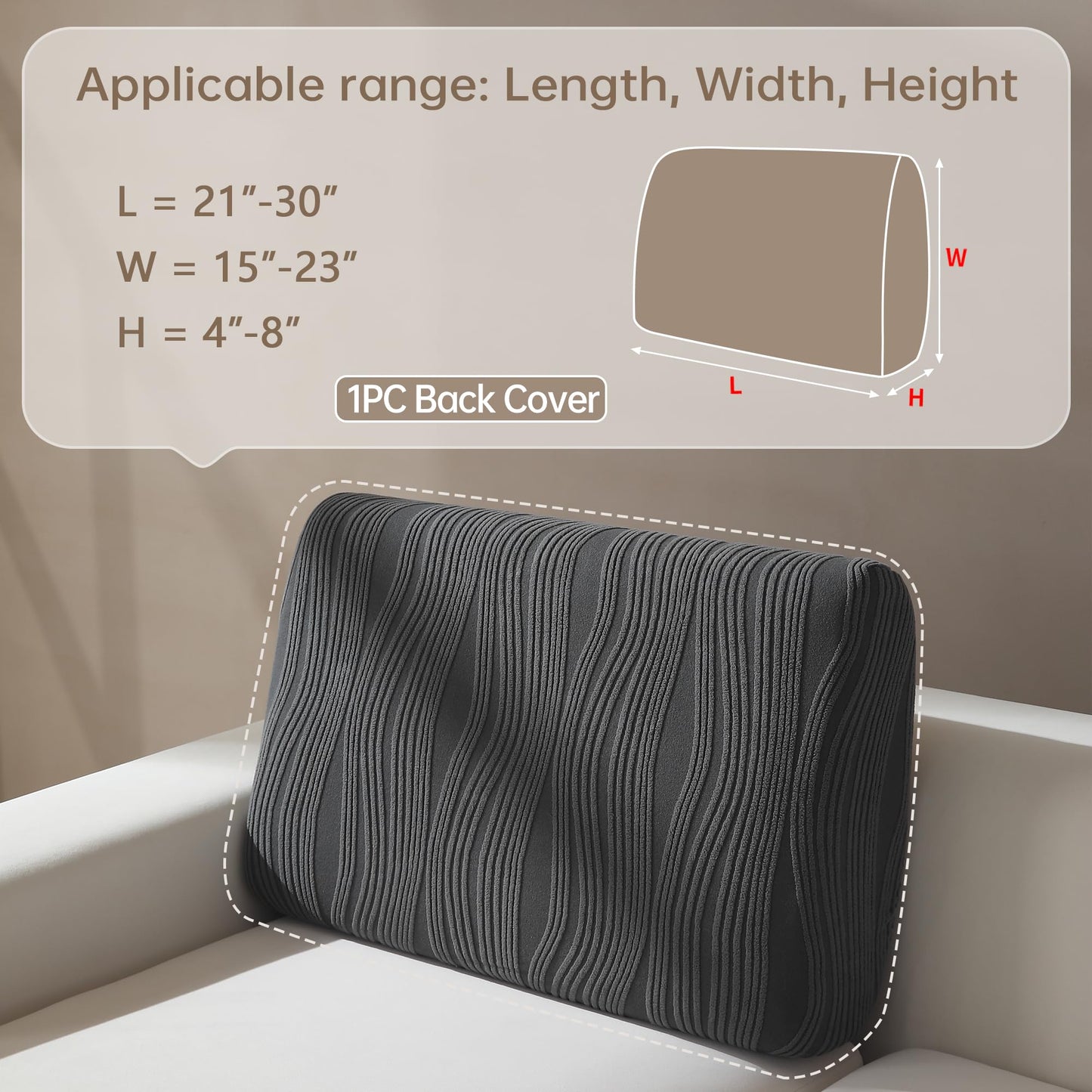 QIANMEW Couch Cushion Covers, Super Stretch Washable Sofa Slipcovers for L Shaped & Modular Seats, Pet-Friendly Furniture Protector with Stripe Design, (2 Seat Covers S, Dark Gray) BST326H