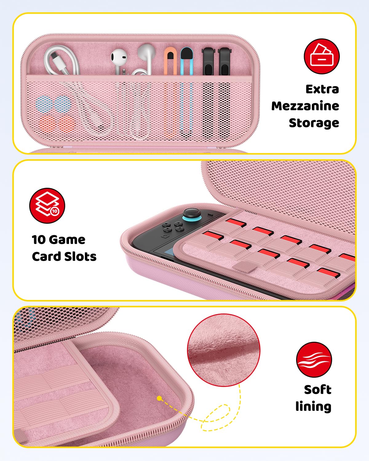 Klipdasse Switch 2 Carry Case for Nintendo Switch 2/1/OLED, Hard Shell with Soft Lining, 10 Game Card Slots, Silicone Handle, for Switch 2 Slim Case 2025 (Blue) WN420