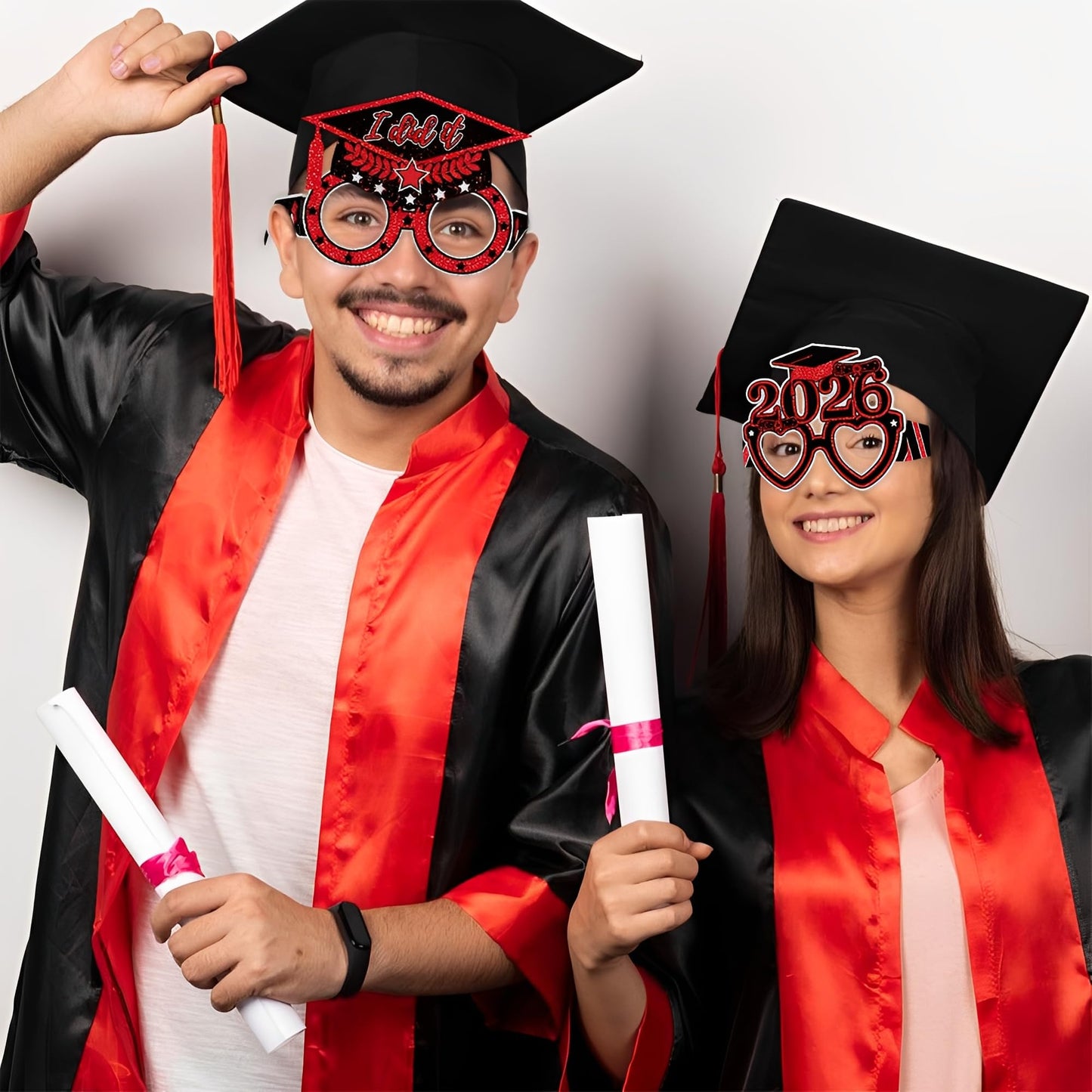 2026 Graduation Party Decorations Glasses, 12 Pcs Class of 2026 Grad Party Eyeglasses Photo Props, Graduation Photo Booth Props for Women Men College Graduation Favors Supplies (Blue) BST326L