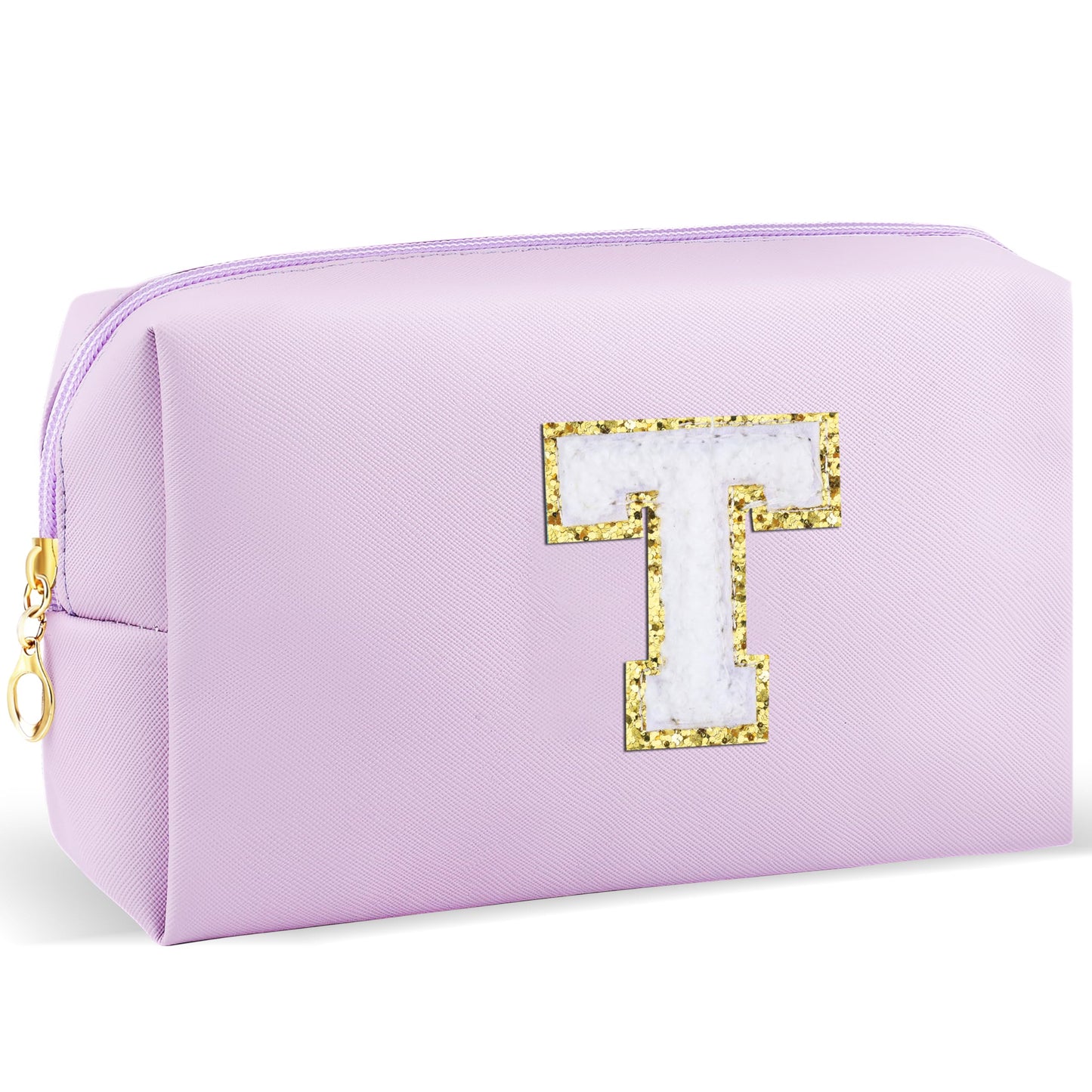URSKYTOUS Gifts for Girls Initial Makeup Bag Personalized Cosmetic Bag with Zipper Cute Travel Toiletry Bag Waterproof PU Preppy Makeup Pouch Birthday Gift for Teen Girls Women(Blue P) BST326L