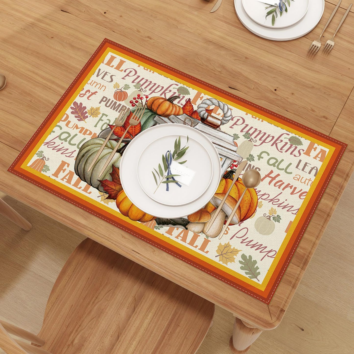 Fall Table Runner-Farmhouse Fall Leaves Pumpkin Table Decor Autumn Thanksgiving Home Kitchen Dining Room Table Decorations 13x36 Inch BST220