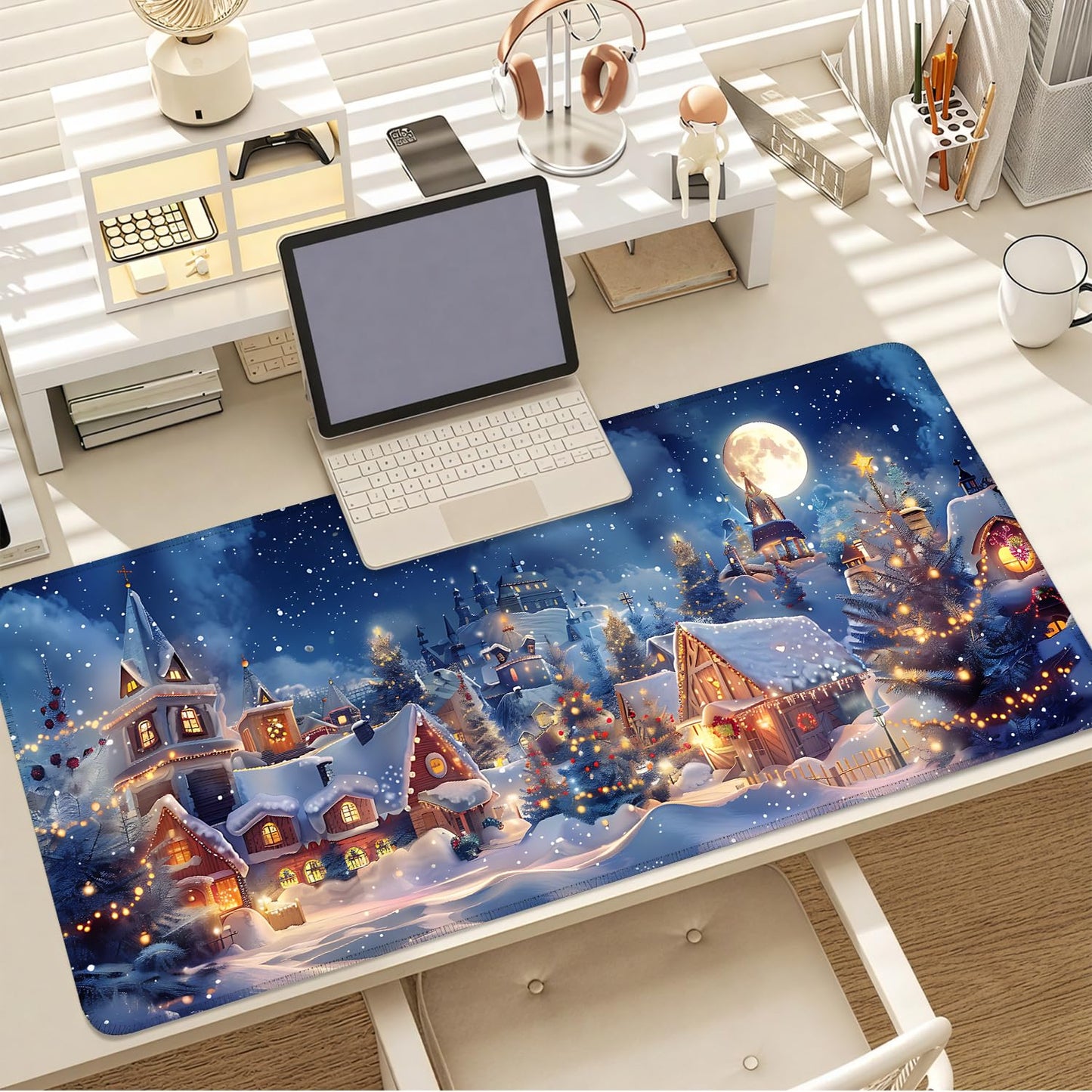 Mouse Pad Gaming Mousepad 31.5 x 11.8in Large Mouse Pad for Keyboard and Mouse with Anti-Slip Rubber Base, Keyboard Pad XL Mouse Mat for Home and Office,Snowy Forest WN420