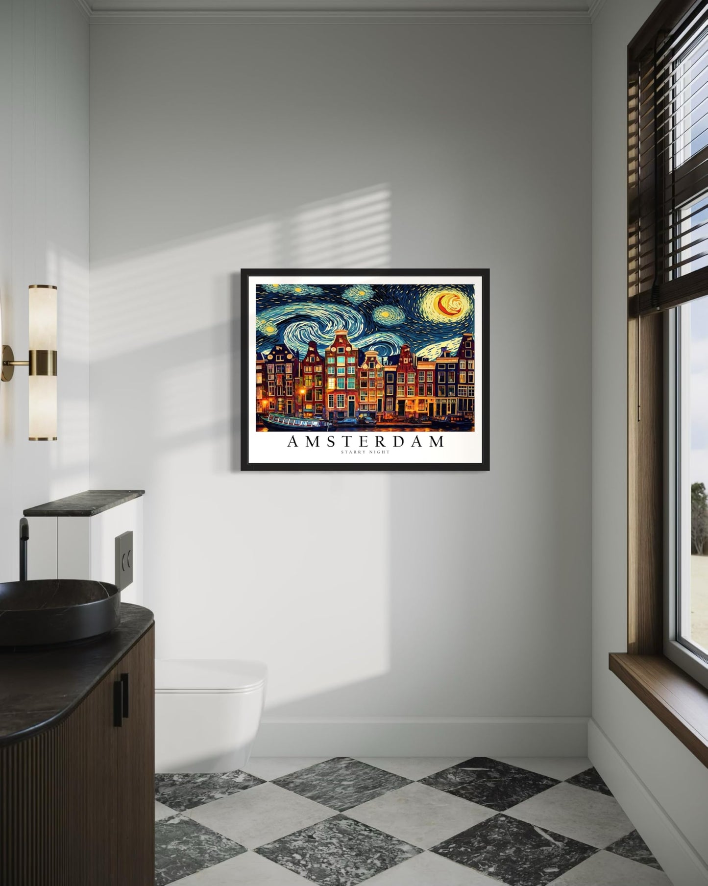 Eiffel Tower Art Print Poster, Van Gogh Starry Night Theme Wall art Painting Decor, Art Home City Artwork For Bedroom, Bathroom, Living Room 81 (Eiffel Tower, 14"L x 11"W, Unframed) BST220