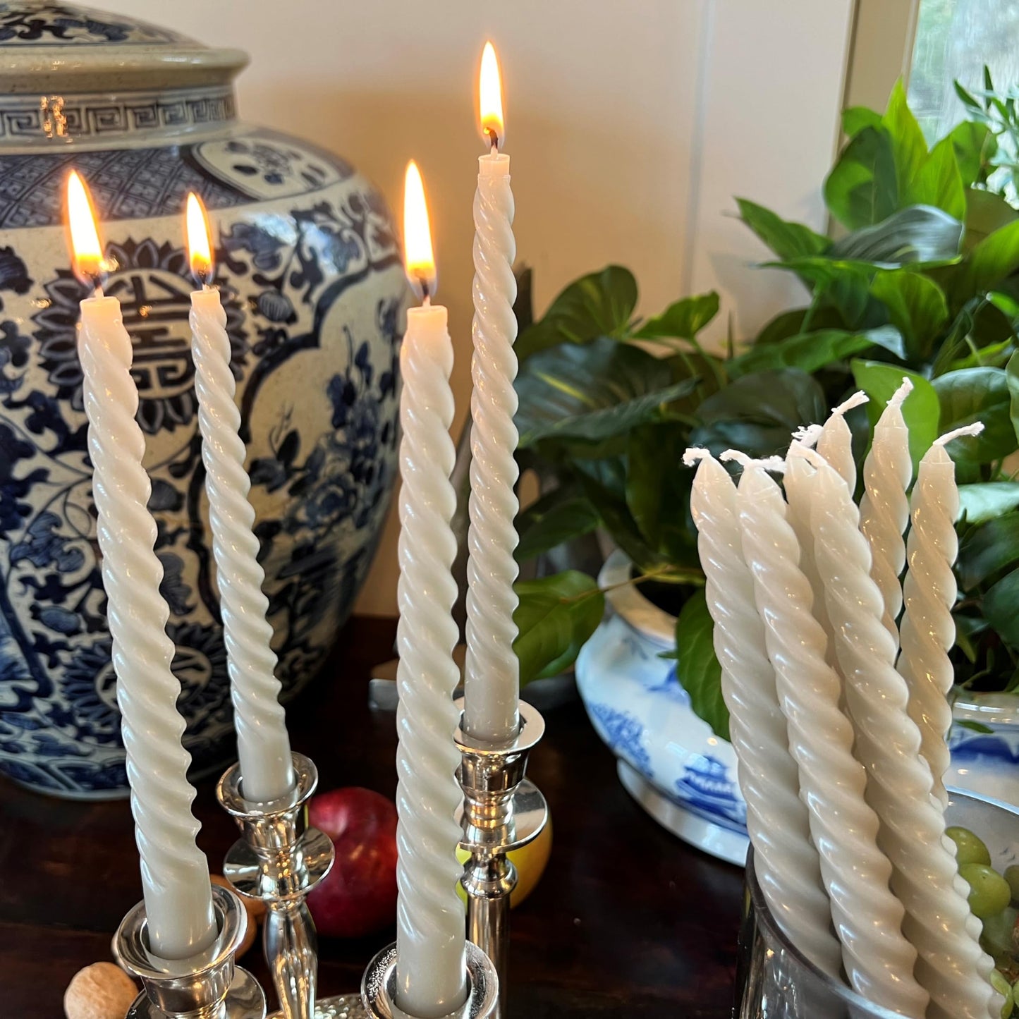 12 Piece Pale Green Twist Taper Candles, 2 Boxed Sets of 6, 4 Hours Burn Time, Paraffin Wax, 7.75 Inches BST220