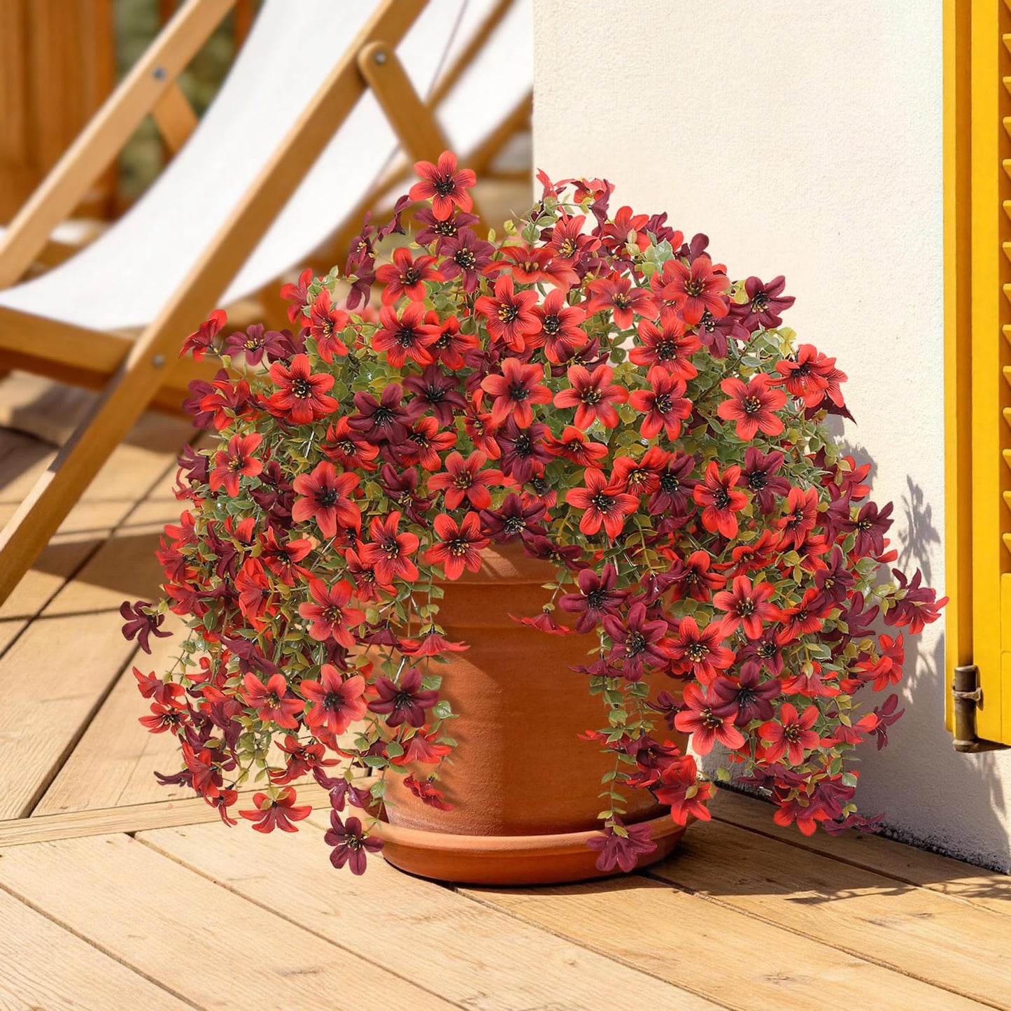 Artificial Flowers for Outdoor Faux Flowers for Plant Pot Spring Decoration | 2 Pcs Faux Hanging Plants UV Resistant Look Real Outside Home Garden Porch Patio Entrance Courtyard Decor BST326H