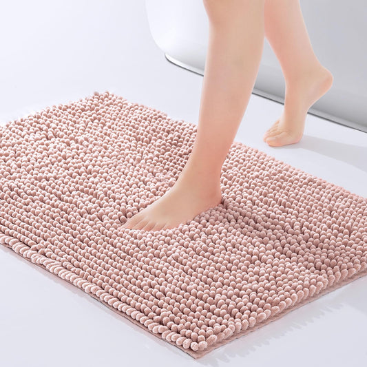 FRESHMINT Chenille Bathroom Rugs Mat 24"x17", Non-Slip Bath Mat for Bathroom Floor & Bathtub, Washable Soft Shower Shag Bath Rugs, Fluffy Thick Water Absorbent Microfiber Shower Mat, Sage Green BST220