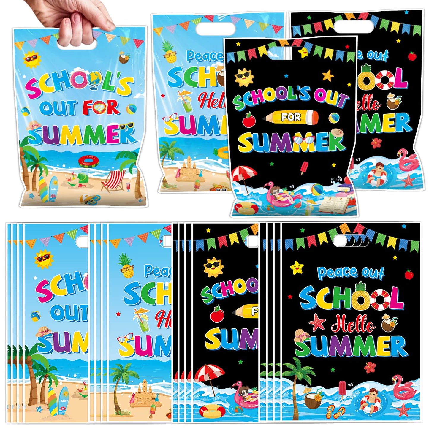 Falueqg Hibachi Party Decorations - 50 Pcs Hibachi Japanese Goodie Candy Gift Bags Fans Cherry Blossom Patterns Party Favors for Chinese Japanese Birthday Baby Shower Decor BST326H