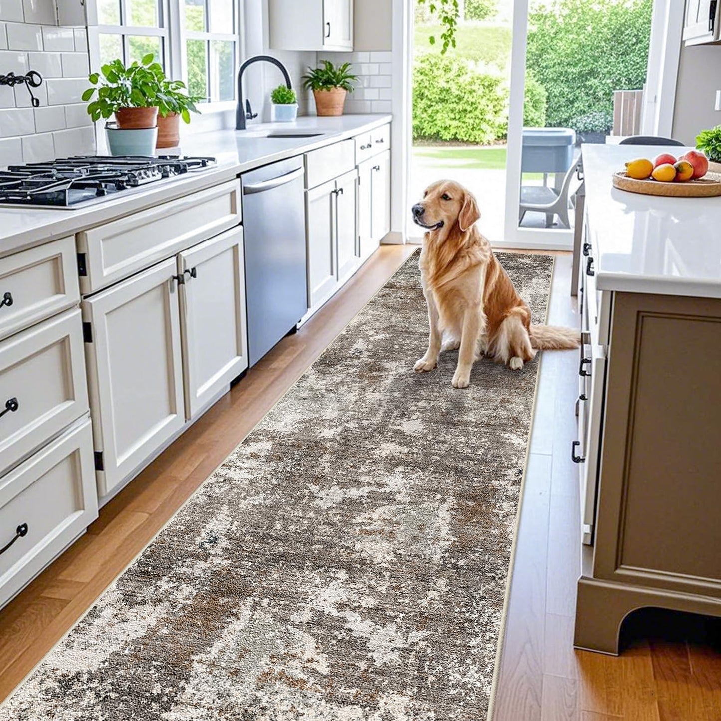 2x3 Washable Entryway Rug – Non-Slip Modern Abstract Neutral Small Throw Area Rug for Kitchen, Bedroom – Soft Low Pile Thin Indoor Door Mat（Black Grey,2x3） BST326H