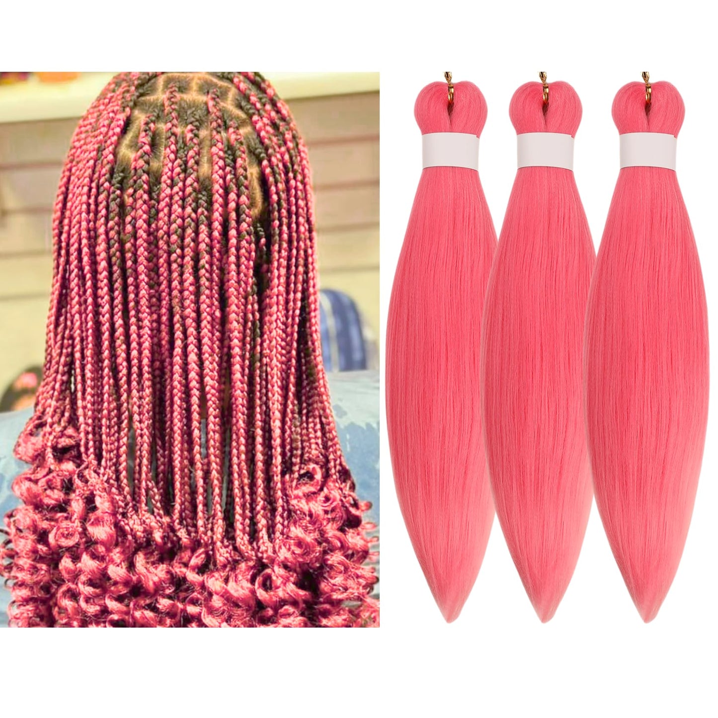 Purple Braiding Hair Pre stretched Knotless 26 inch | Hypoallergenic Synthetic Purple Prestretched Ez Braid Knotless Itch Free Soft Yaki Texture Hot Water Setting WN420