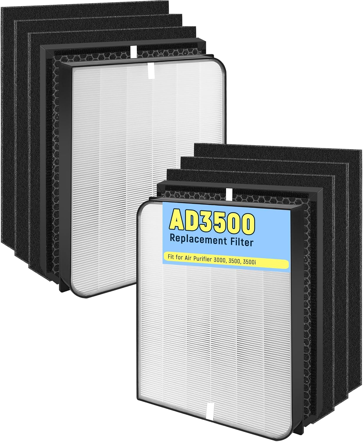 3500 Replacement Filter Compatible With Air Doctor 3000, 3500, 3500i Air Purifiers. Includes 2 Efficiency Filter, 2 Activated Carbon Filters, 6 Per-Filters BST326H