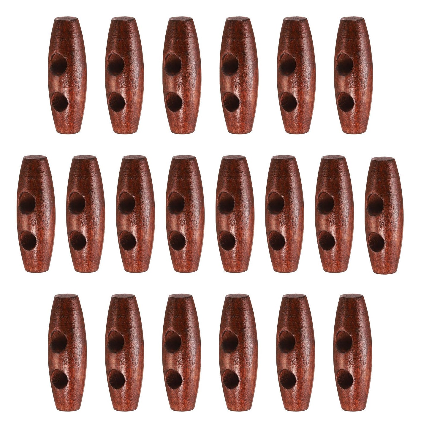 HARFINGTON 60mm / 2.4" Wooden Toggle Buttons 20pcs 2-Hole, Maroon | Wood Olive Sewing Buttons Horn Oval Buttons Sewing Accessories for Coat Sweaters Clothing DIY Craft BST326L