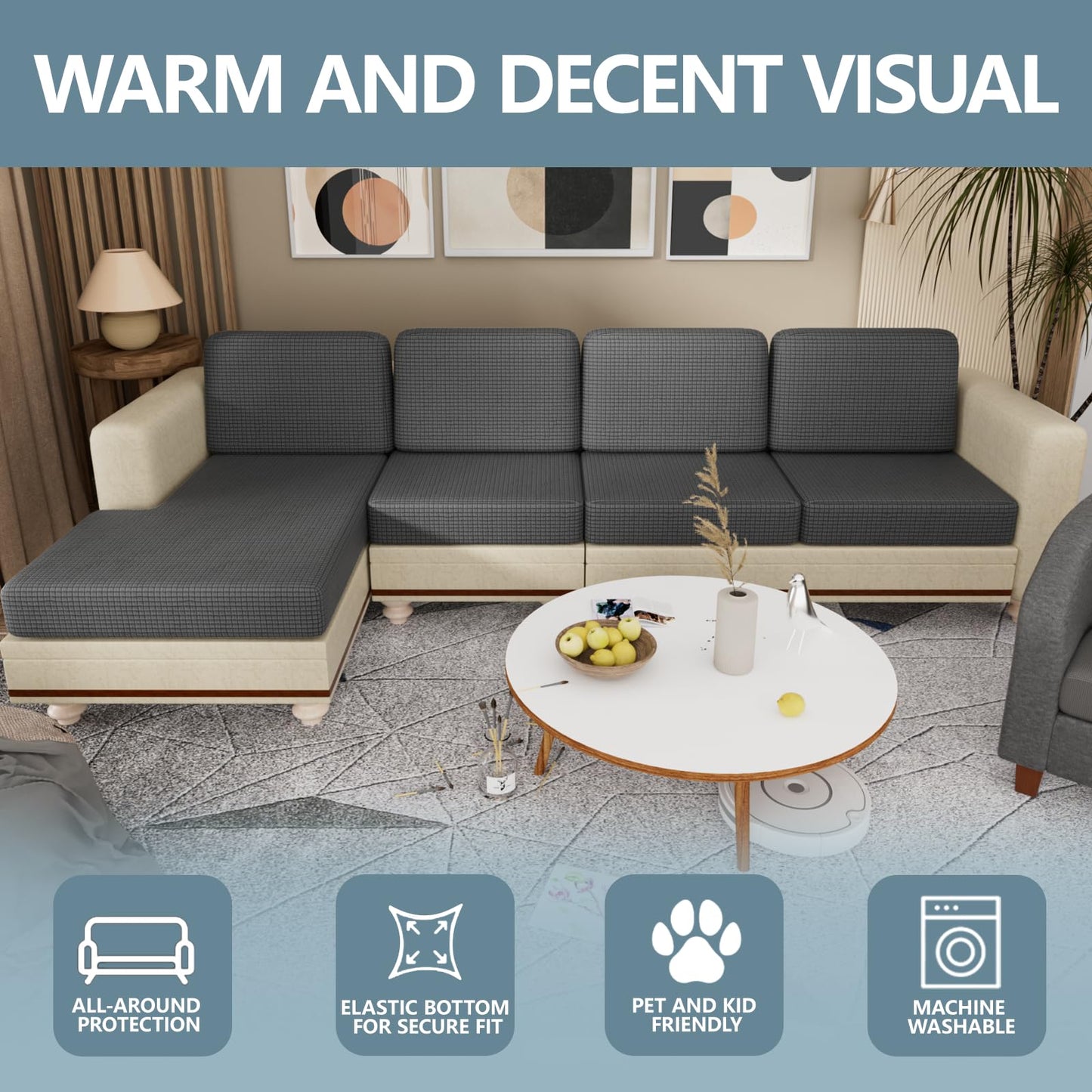 Stretch Couch Cushion Covers for Individual Sofa Seat Cushion,Washable Slipcover for Chair Loveseat Sofa,Furniture Protector Cushion Sofa Cover(Backrest or Seat) BST326H