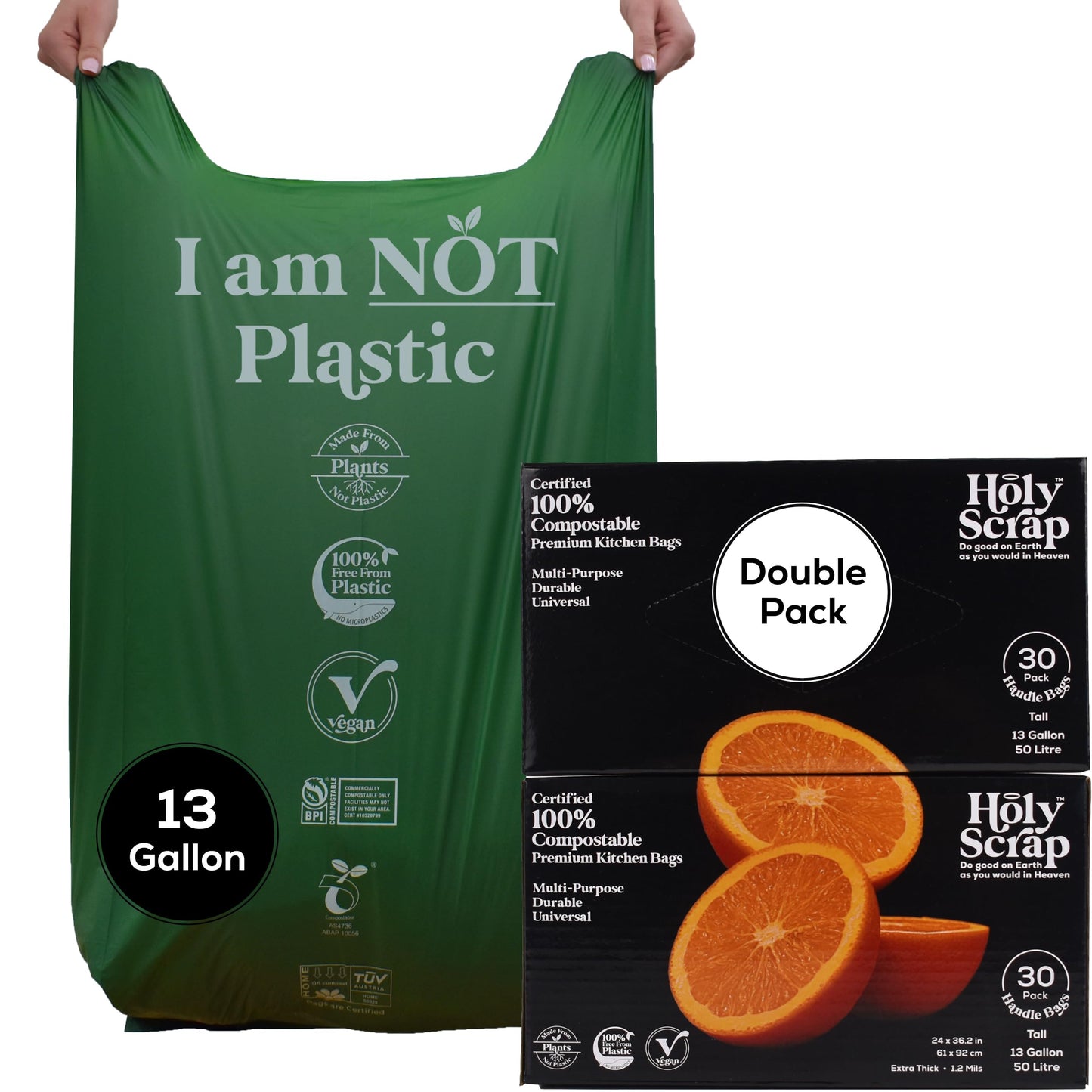 Small Compostable Trash Bags - 2.6 Gallon, 100 Pack, 100% Plastic-Free Decomposing Kitchen Food Waste Trash Can Bags & Liners, Thick Countertop Garbage, Bathroom & Bio Bin Bags