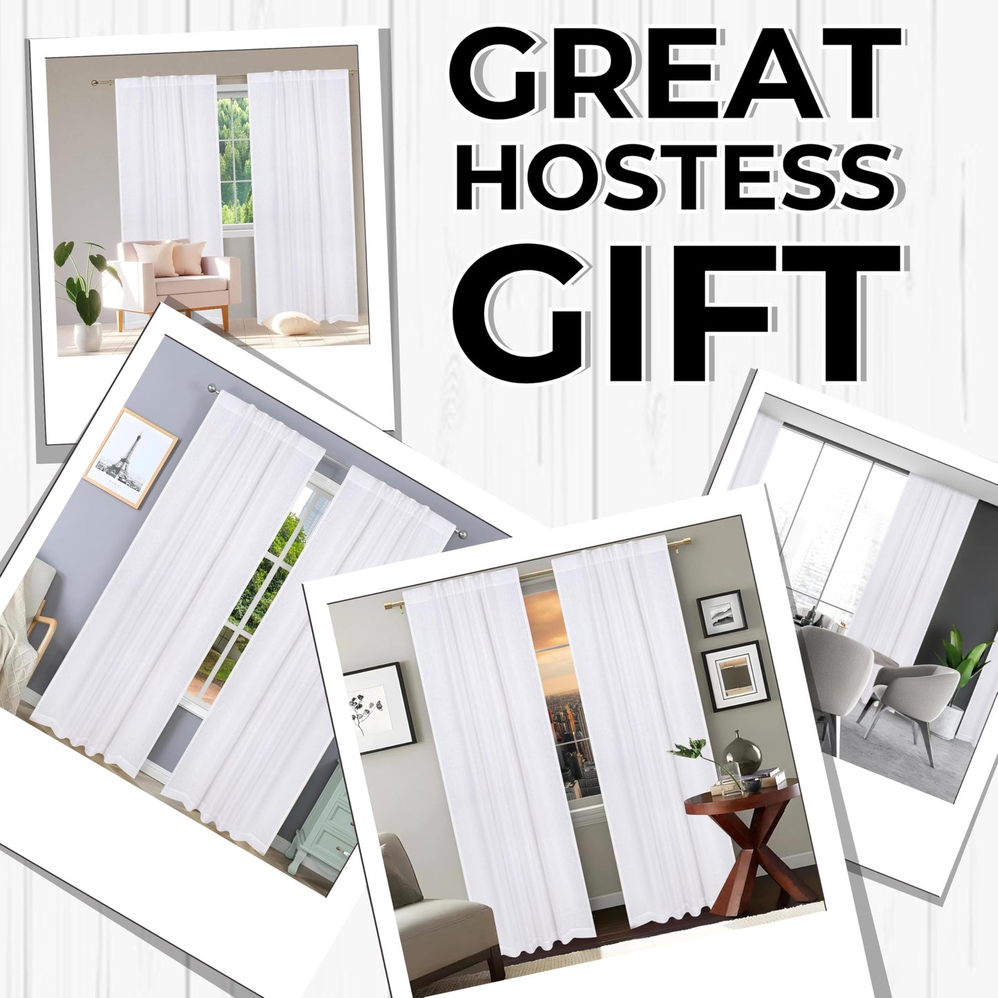 Bedding Craft Curtains 63 Inch Length - White Poly Cotton Slub Drapes with Tab Top, Set of 2, Ideal for Bedroom, Living Room, and Office_ 50x63 inch BST220
